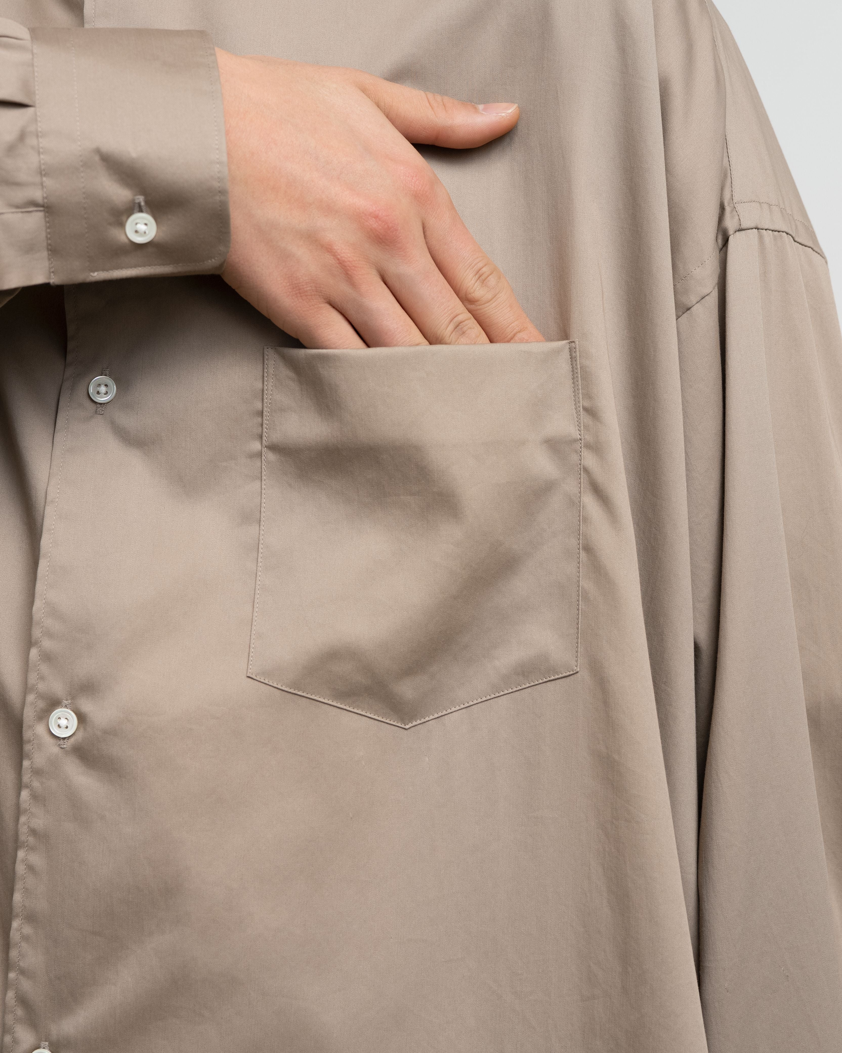 【26SS】Silicon Poplin Oversized Band Collar Shirt