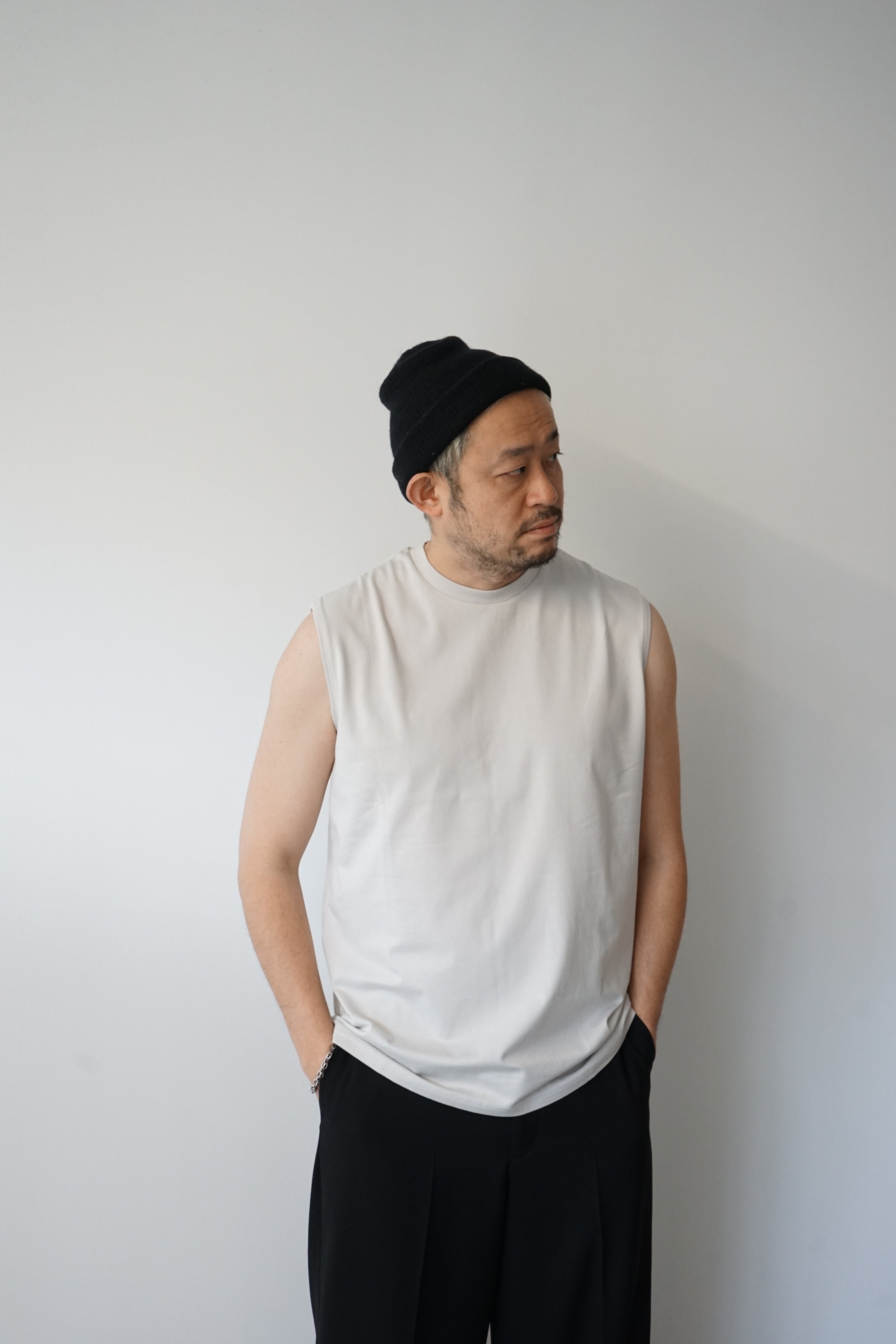 40/2 ORGANIC COTTON KNIT SLEEVELESS TEE