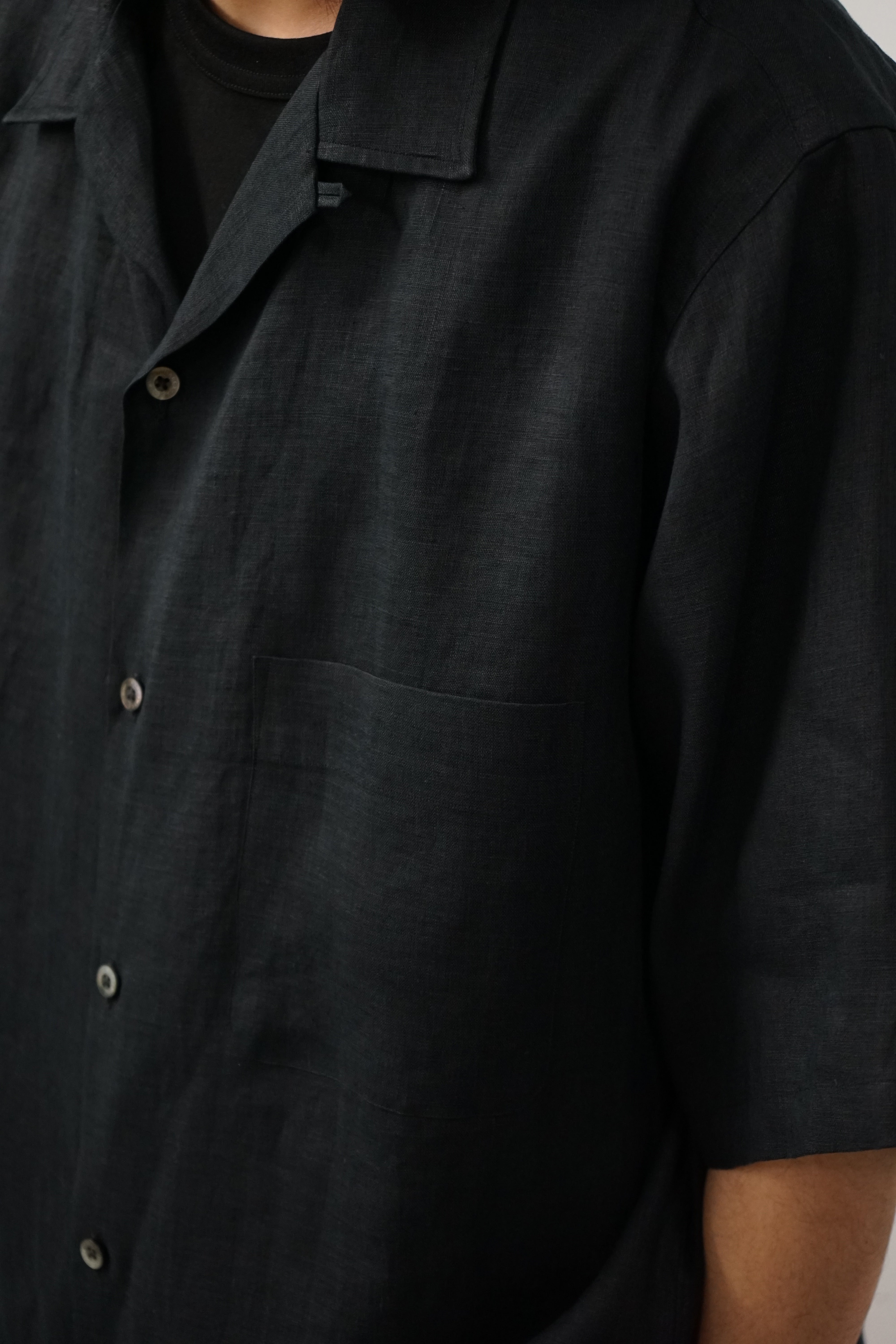 HEMP SHIRTING NEW OPEN COLLAR S/S SHIRT
