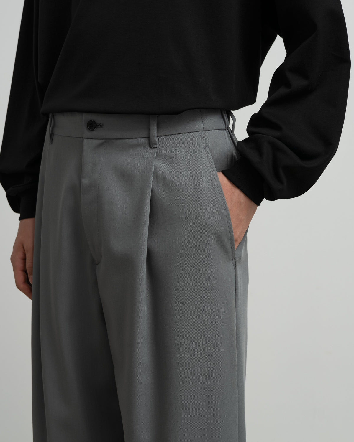 Techno Wool Twill Wide Tapered Trousers