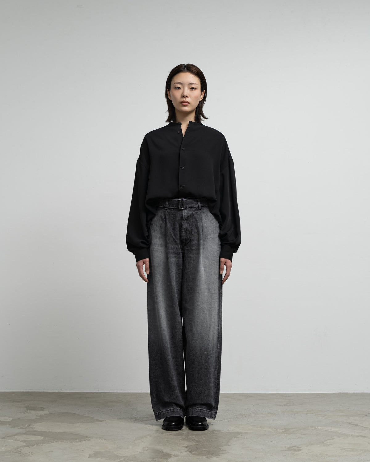 Selvage Denim Belted Pants -LIGHT FADE-