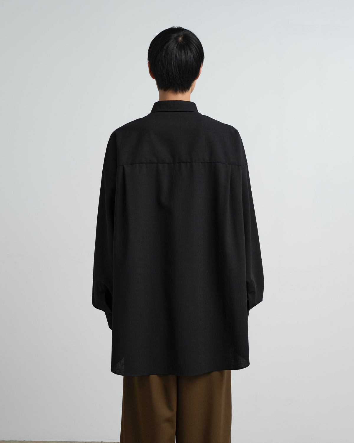 Wool Hopsack L/S Oversized Regular Collar Shirt