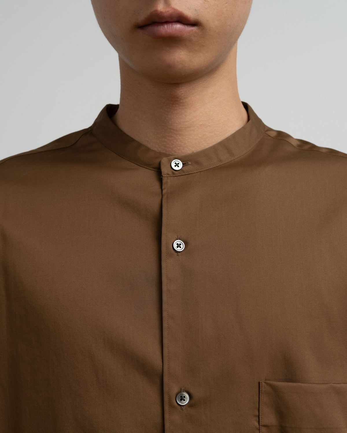 Silicon Poplin Oversized Band Collar Shirt