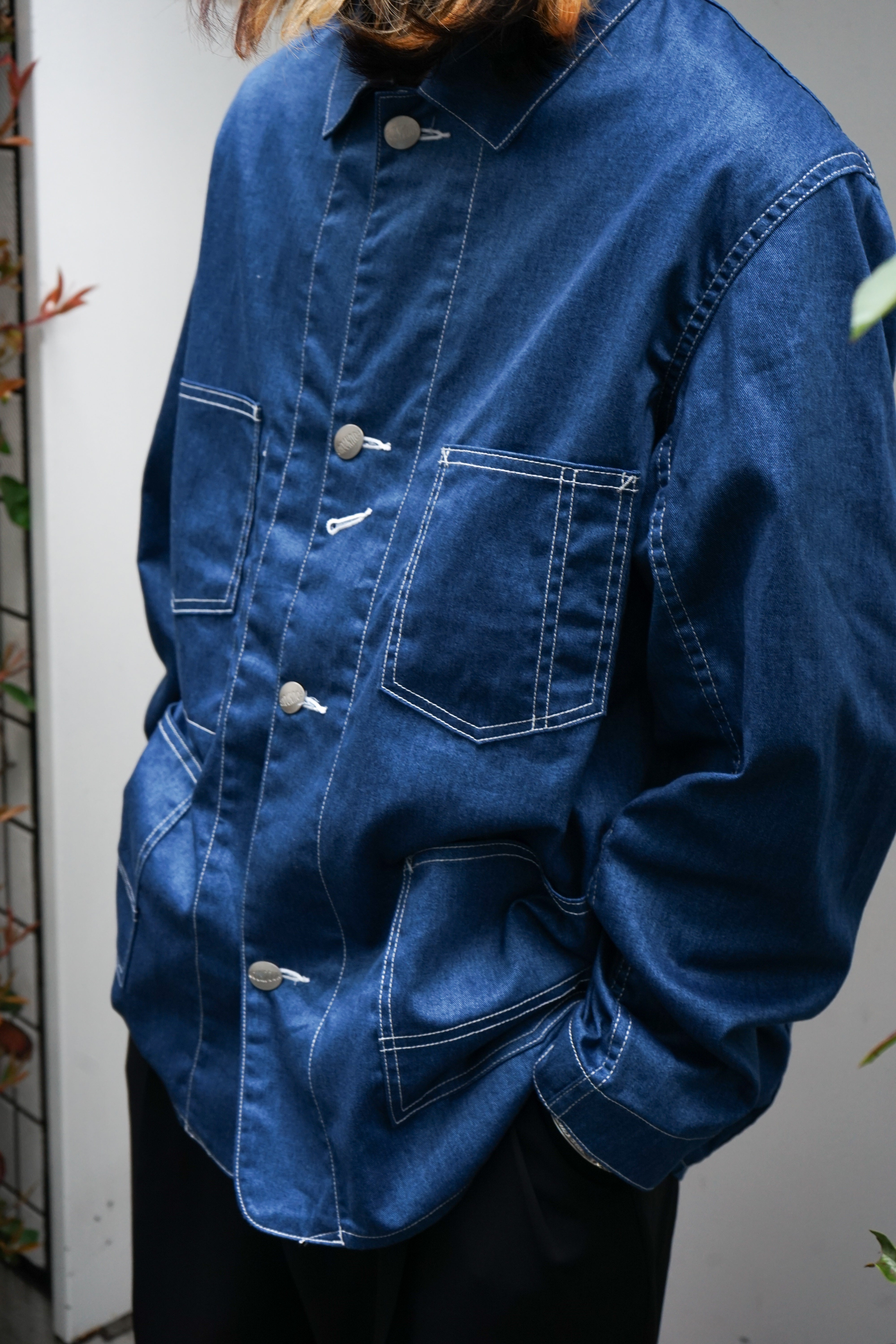 FOUNDOUR - PRINT DENIM COVERALL JACKET