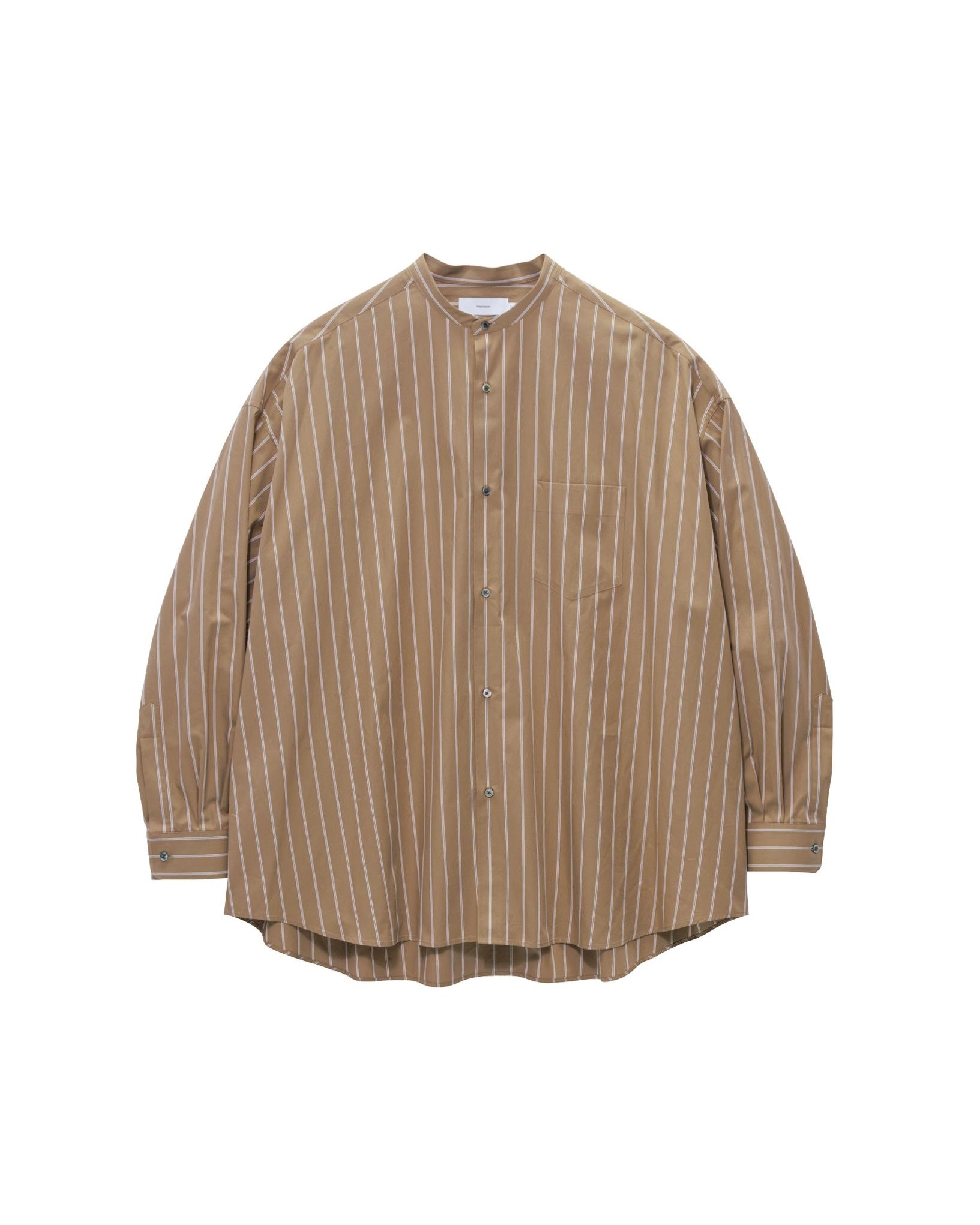 【8/8(土)発売】SIDOGRAS Brown Stripe L/S Oversized Band Collar Shirt