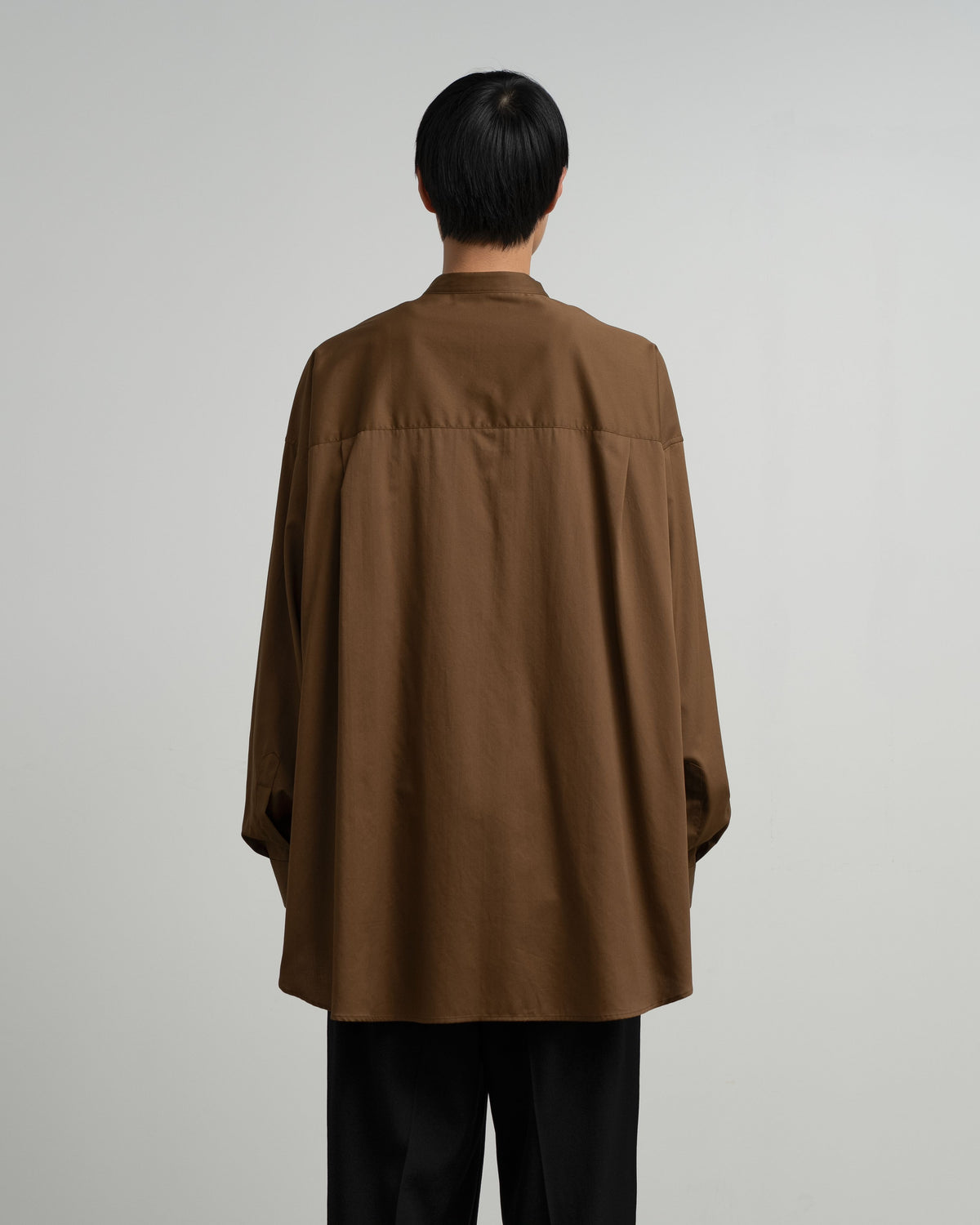 Silicon Poplin Oversized Band Collar Shirt