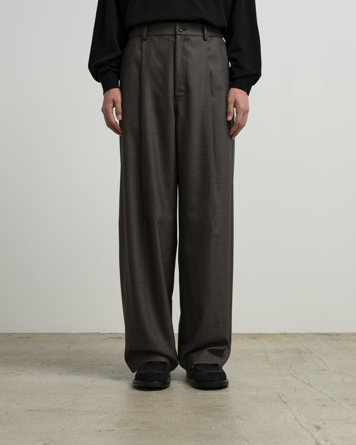 Melange Matt Worsted Side Seamless Trousers