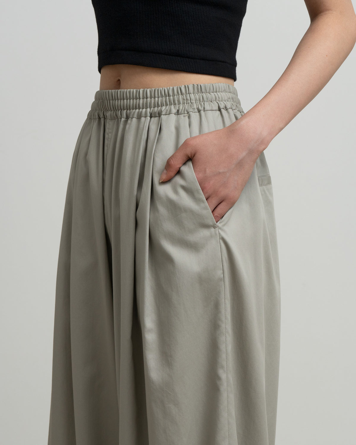 Silicon Poplin Two Tuck Easy Wide Pants