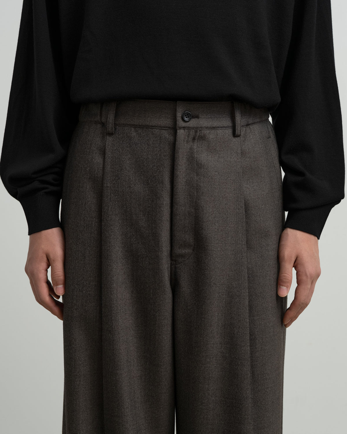 Melange Matt Worsted Side Seamless Trousers