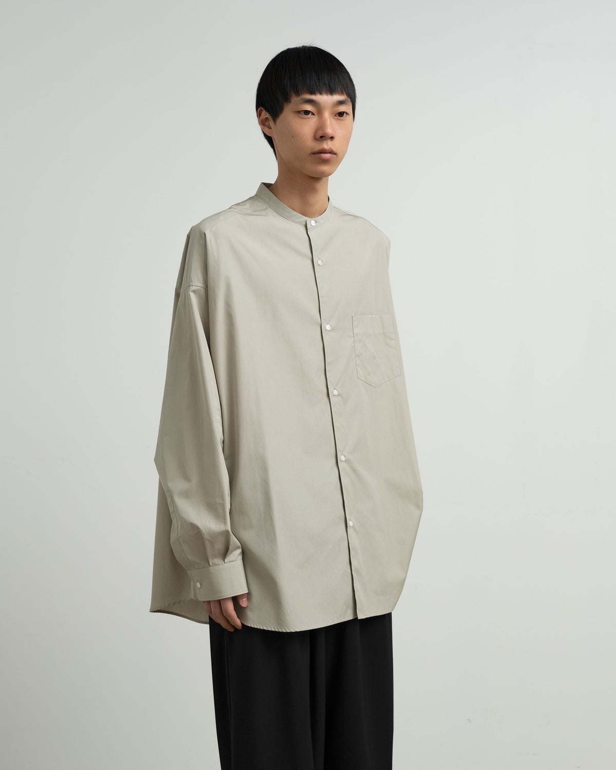 ALUMO for GP L/S Oversized Band Collar Shirt
