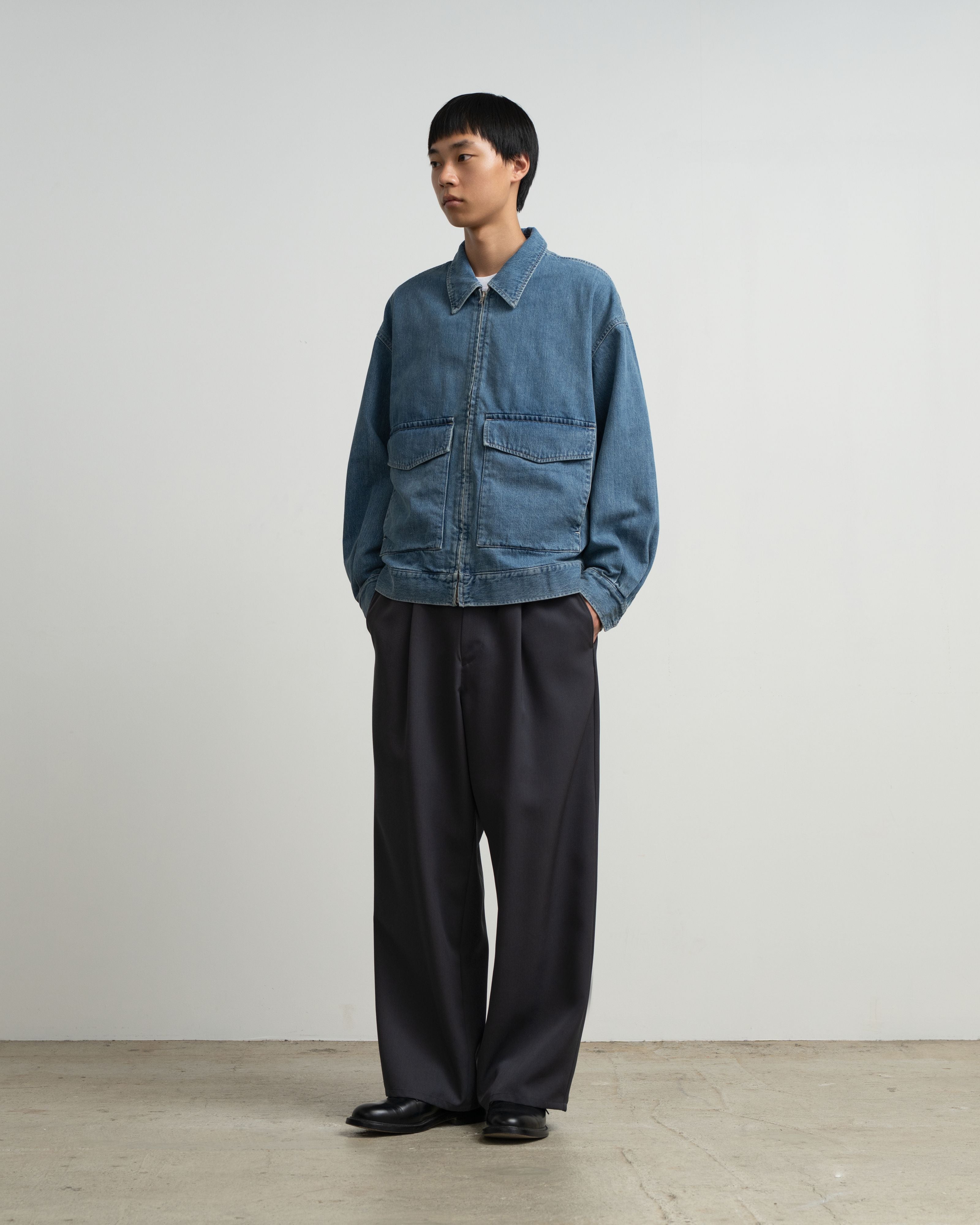Selvage Denim Zip Jacket -LIGHT FADE-