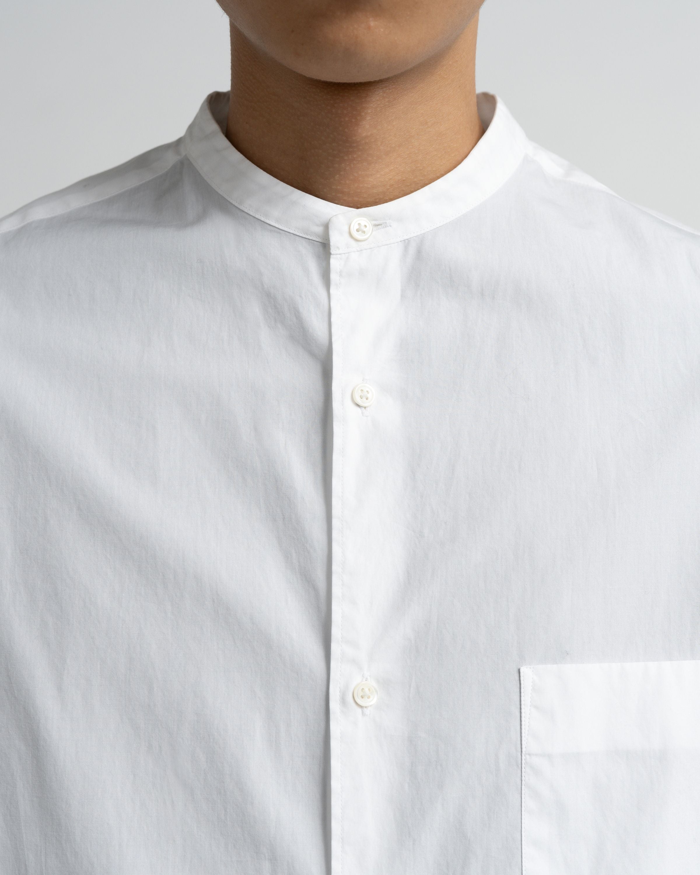 Graphpaper-Broad L/S Oversized Band Collar Shirt
