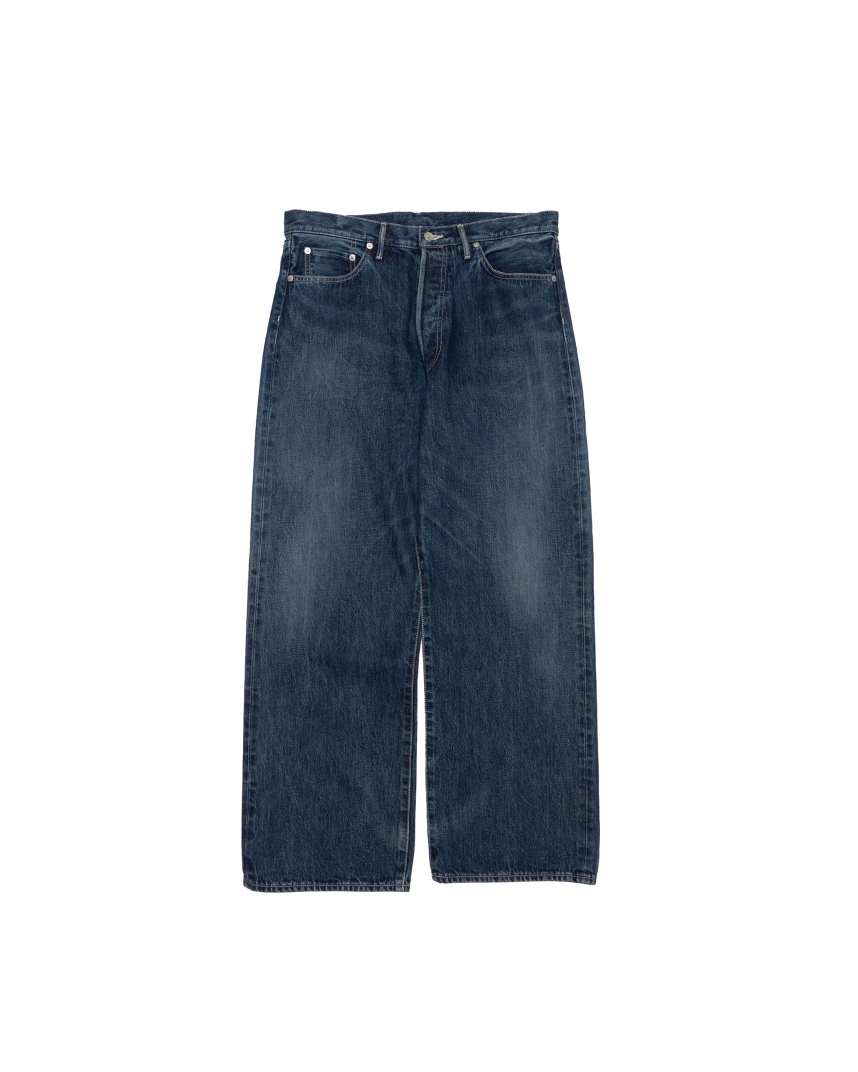 Selvage Denim Five Pocket Wide Straight Pants(DARK FADE)