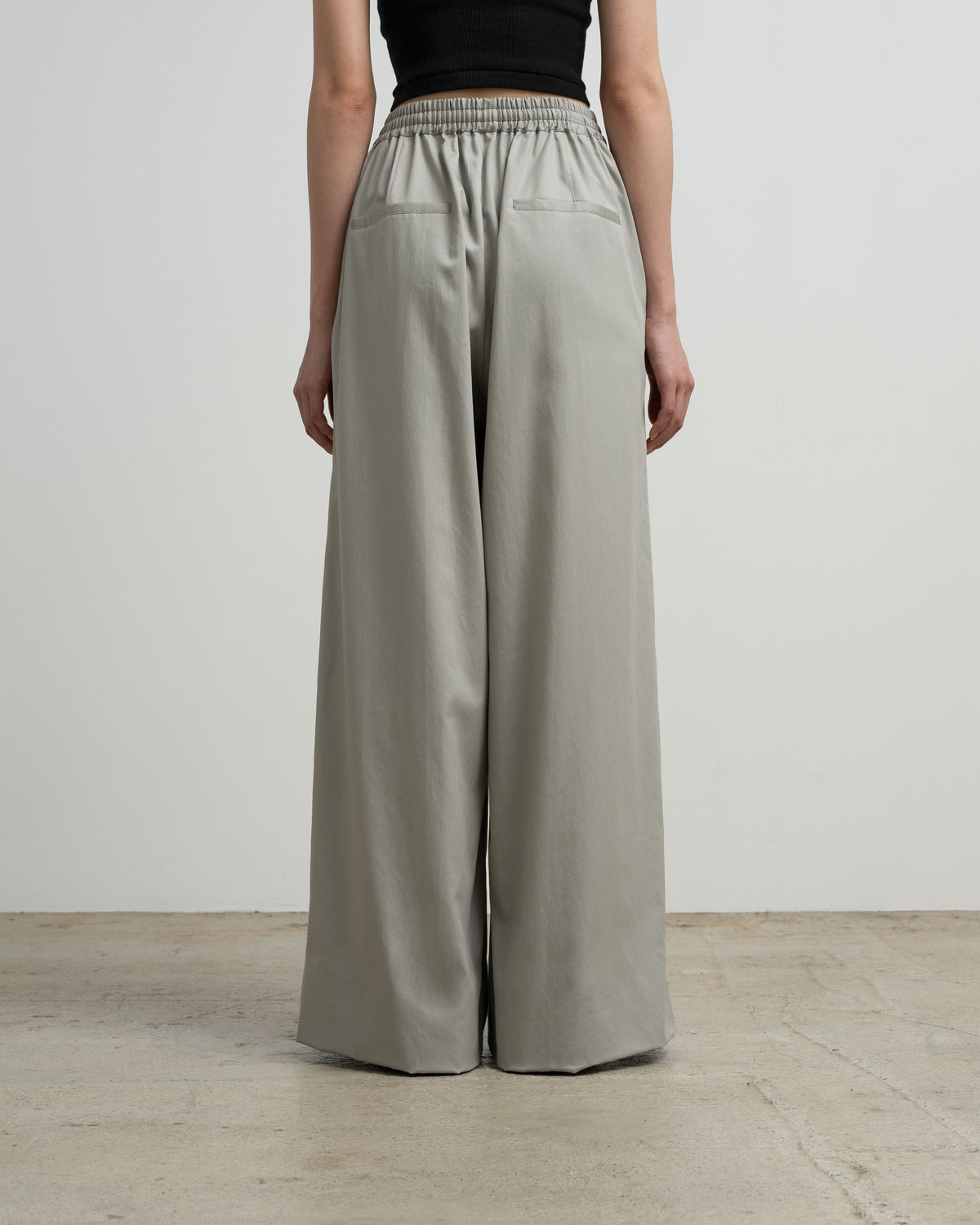 Silicon Poplin Two Tuck Easy Wide Pants