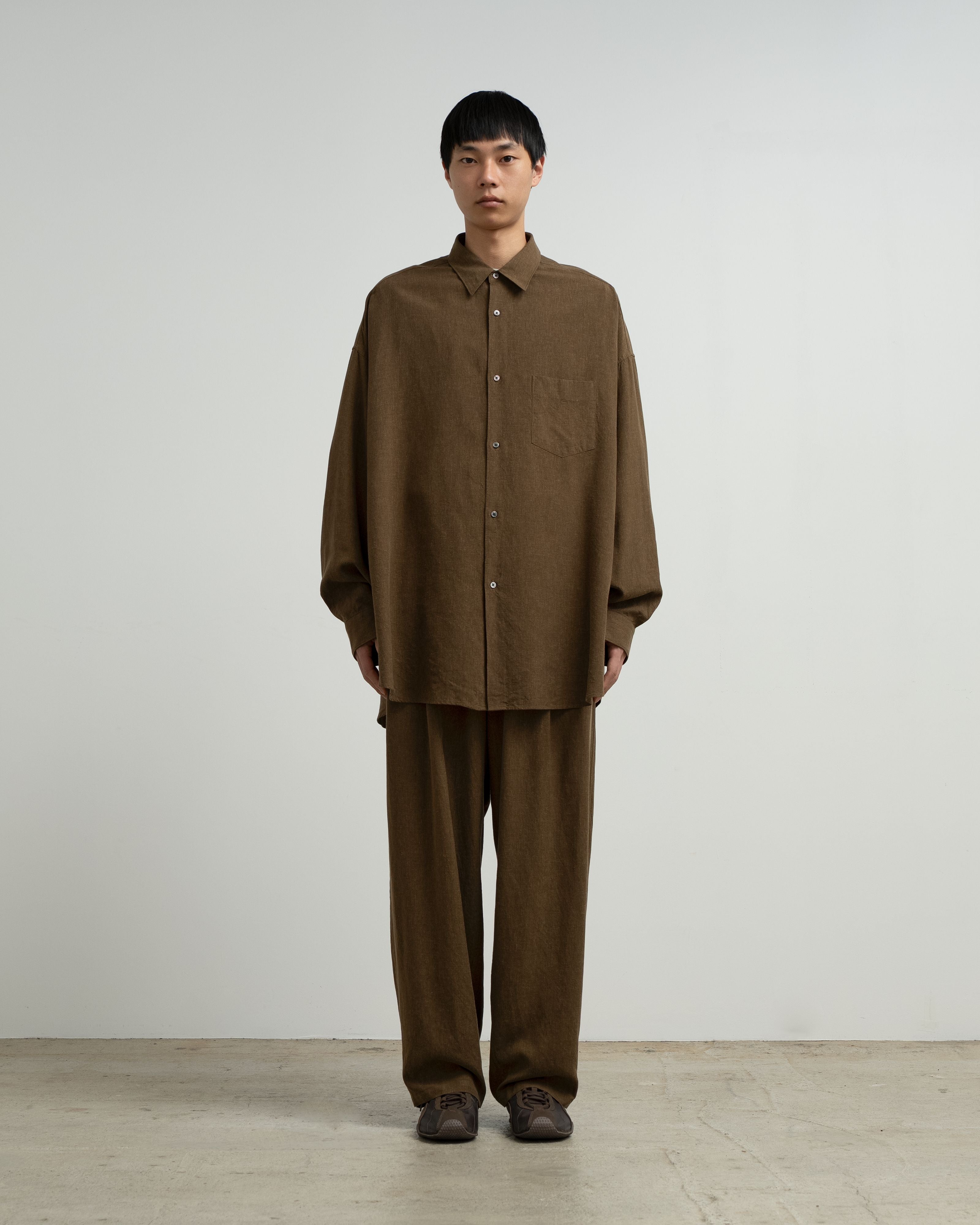 Linen Cupro L/S Oversized Regular Collar Shirt