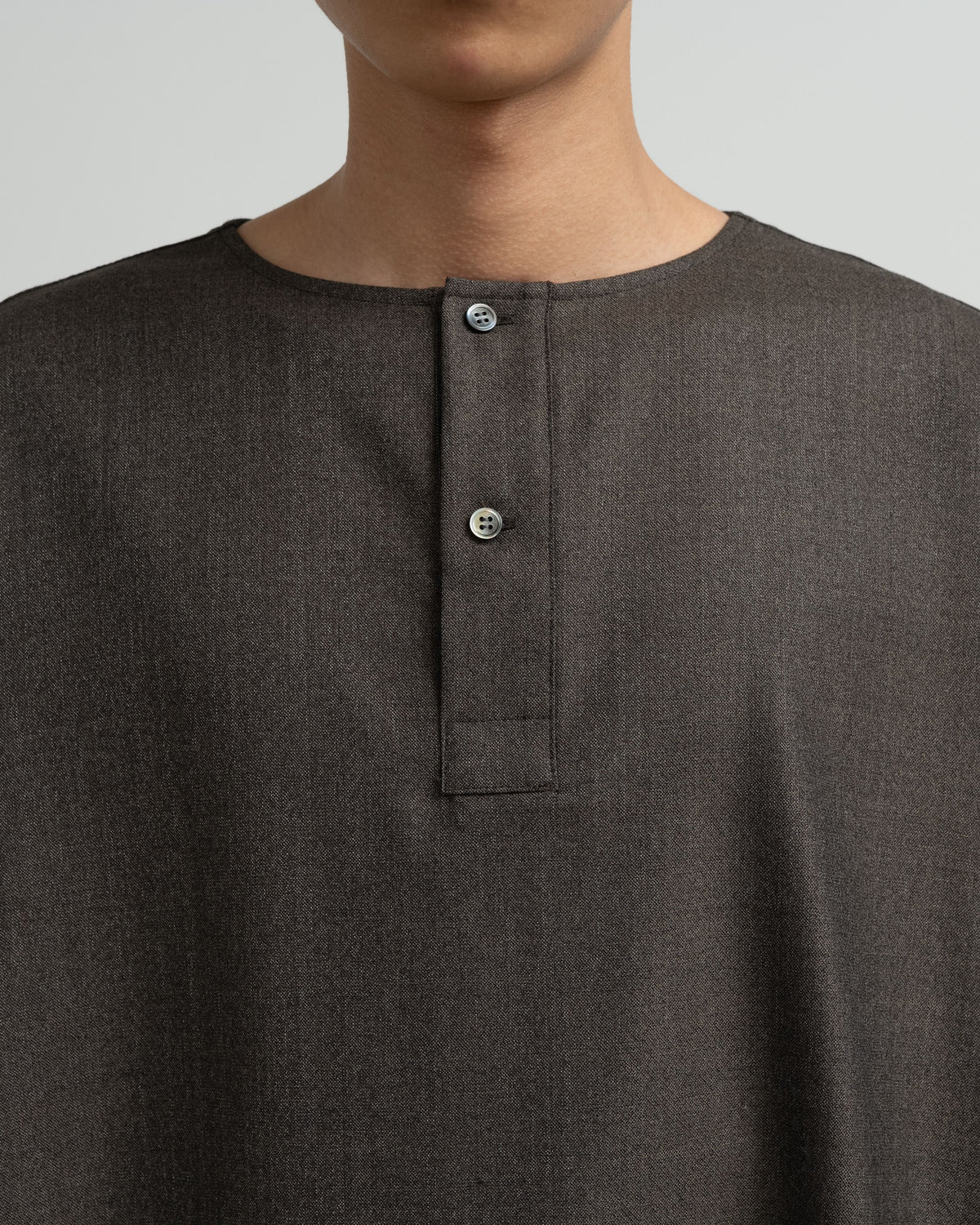 Melange Matt Worsted Collarless Shirt