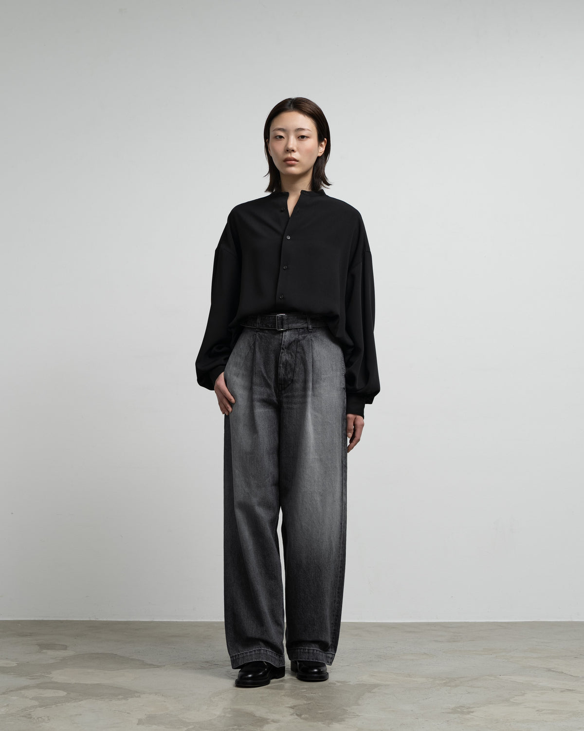Selvage Denim Belted Pants -LIGHT FADE-