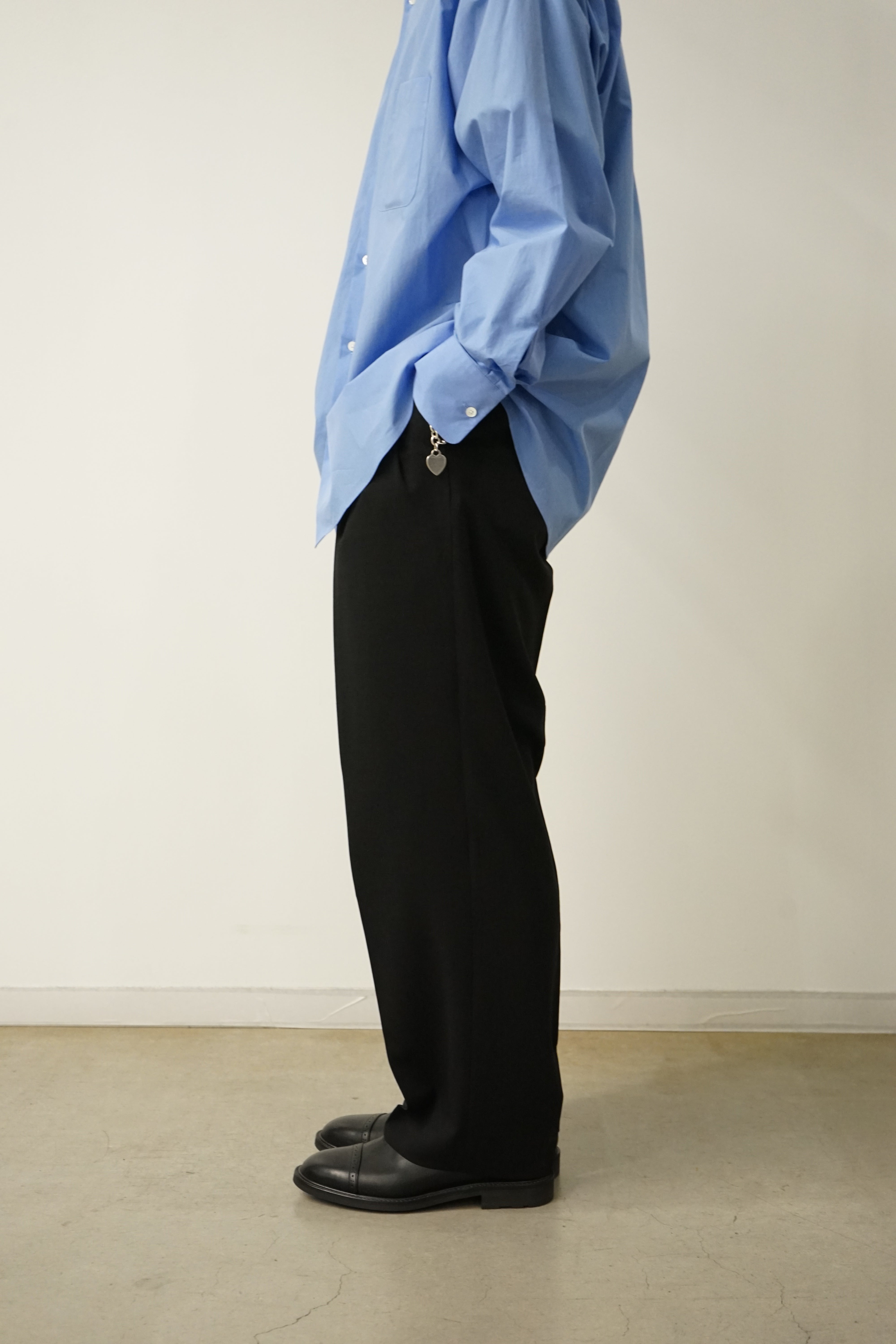 ORGANIC WOOL LIGHT SERGE DOUBLE PLEATED TROUSERS