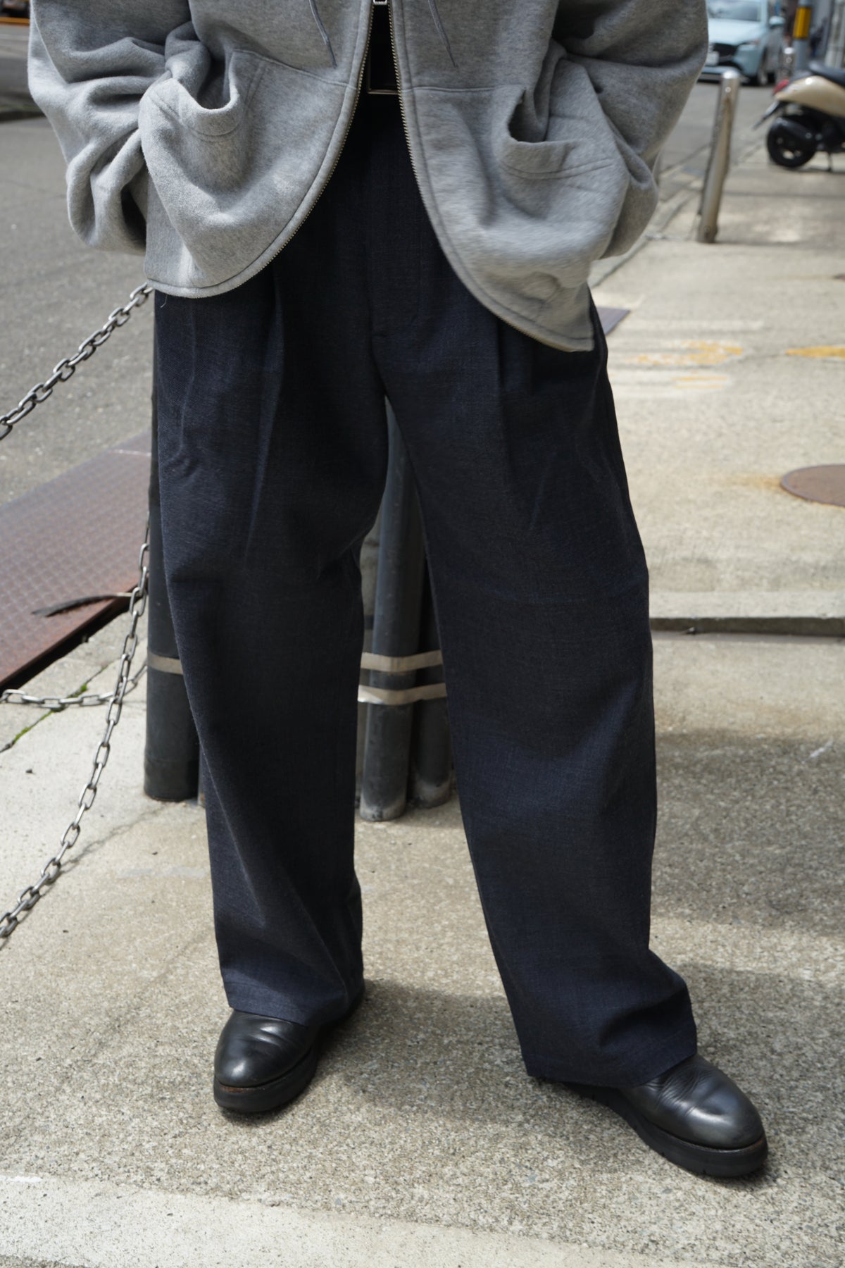 WOOL COTTON 2 TUCK TROUSERS