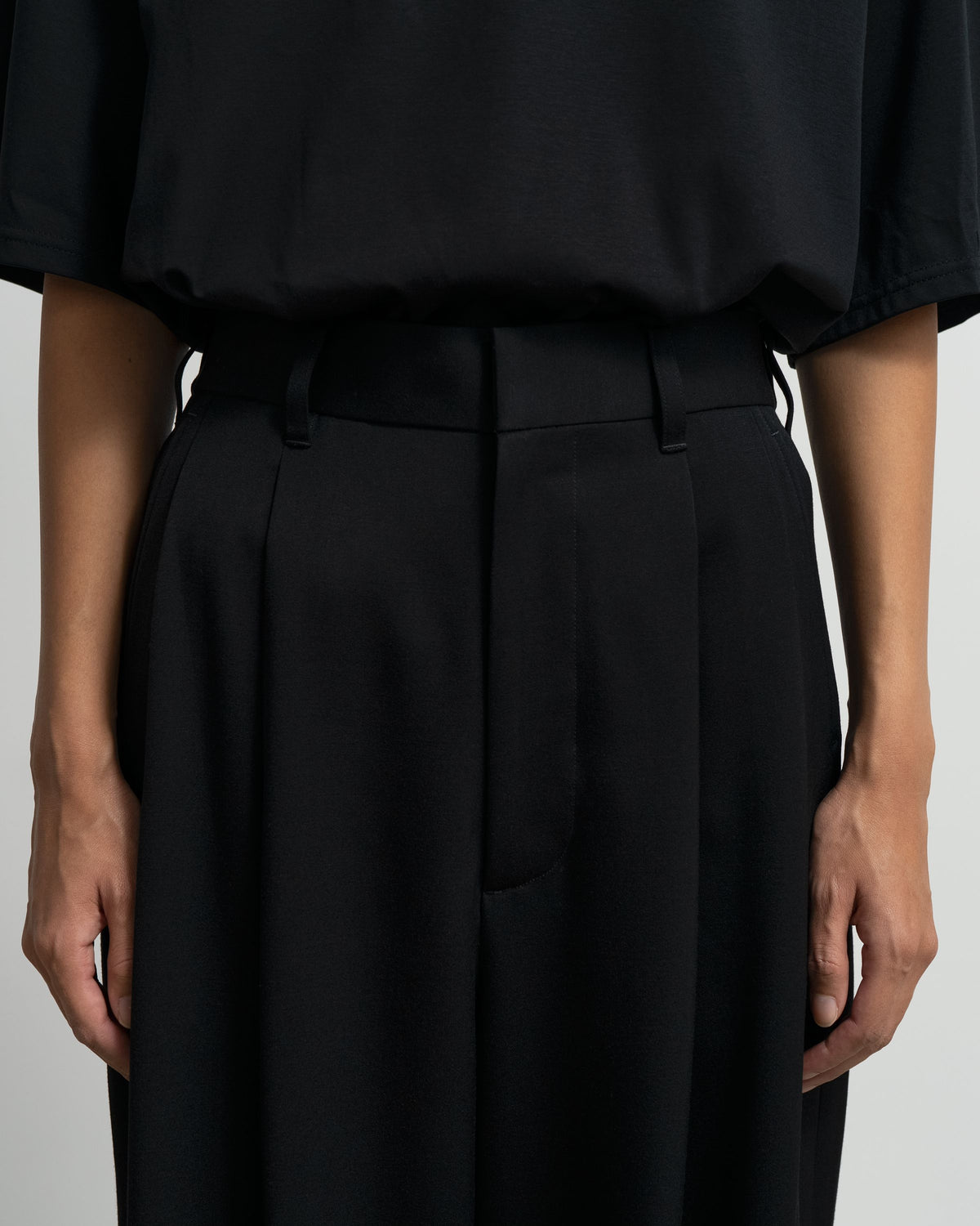 Wool Doeskin Two Tuck Wide Pants
