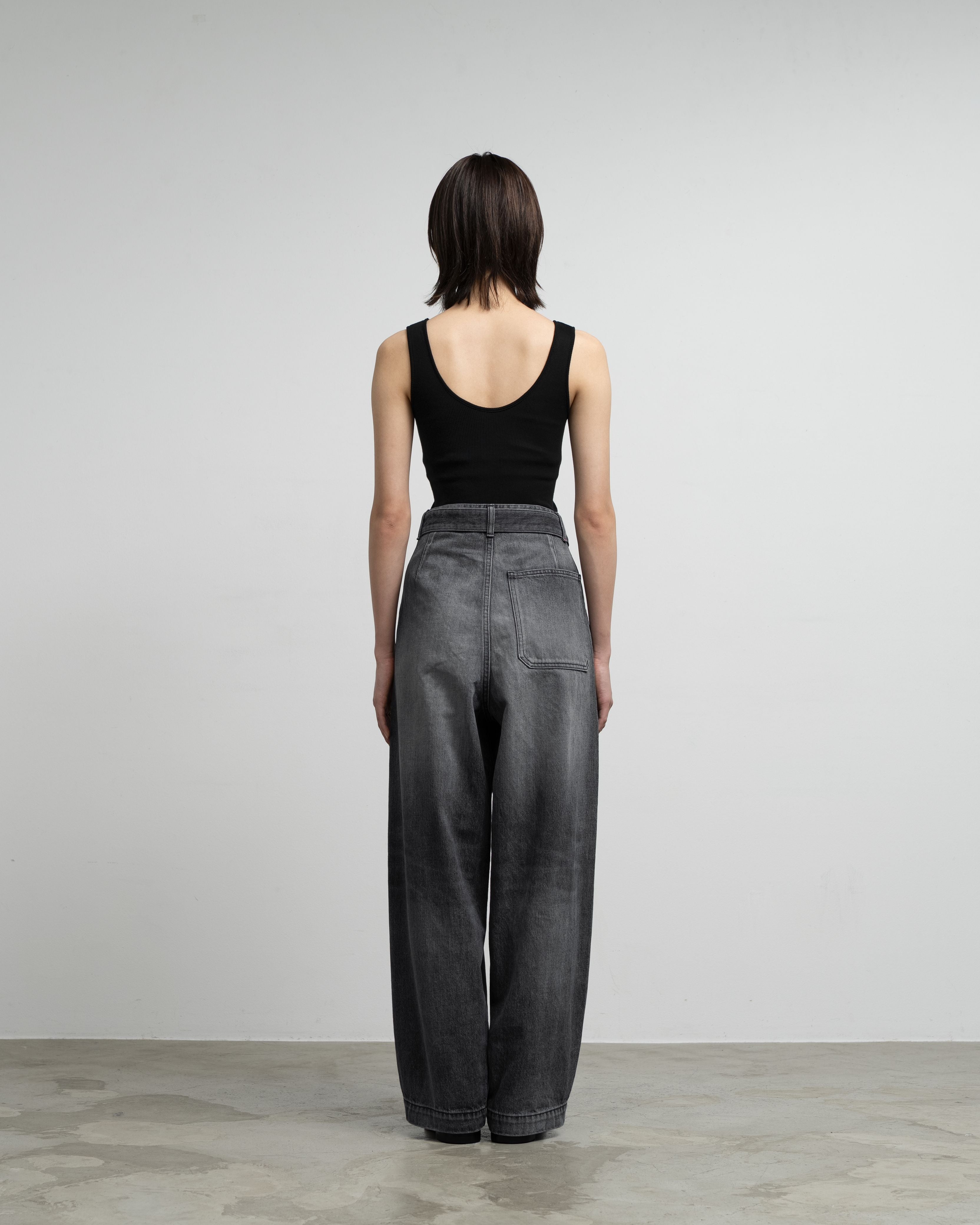 Selvage Denim Belted Pants -LIGHT FADE-
