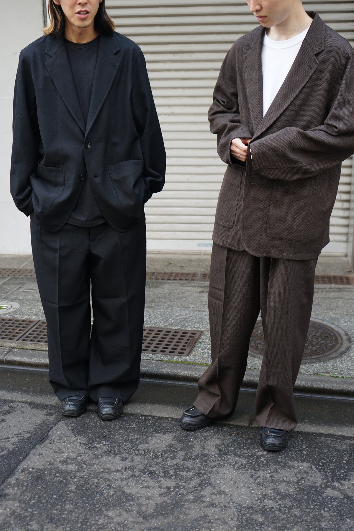 TUMBLED WOOL SERGE SINGLE PLEAT WIDE TROUSERS