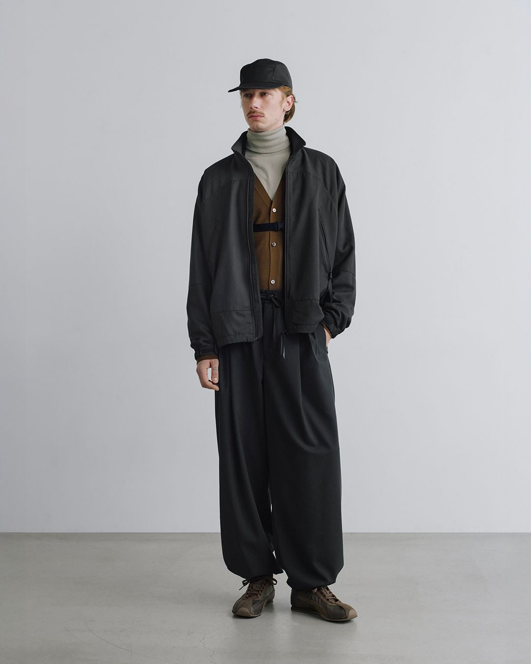 Wool Hopsack Drawstring Track Pants