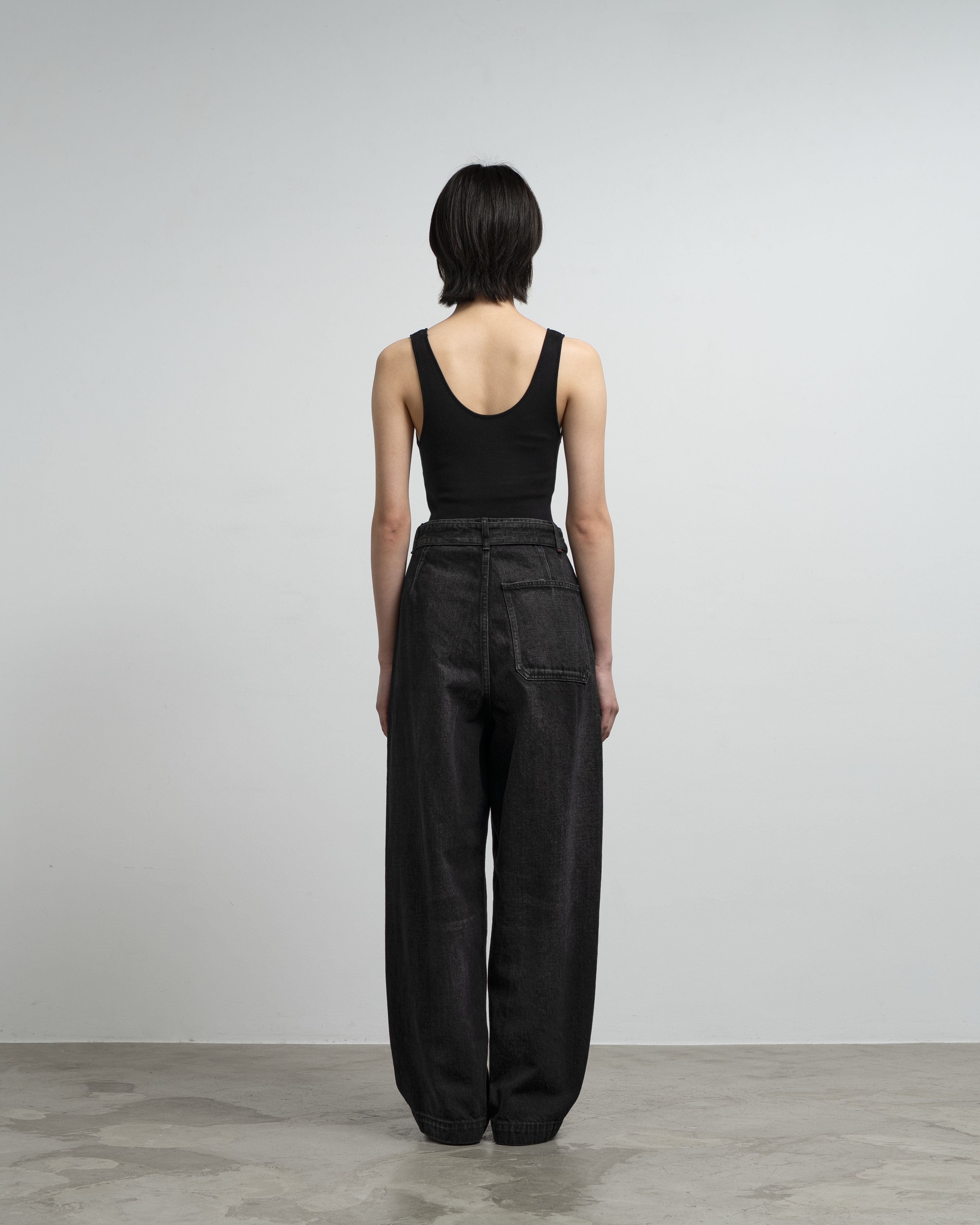 Selvage Denim Belted Pants -DARK FADE-