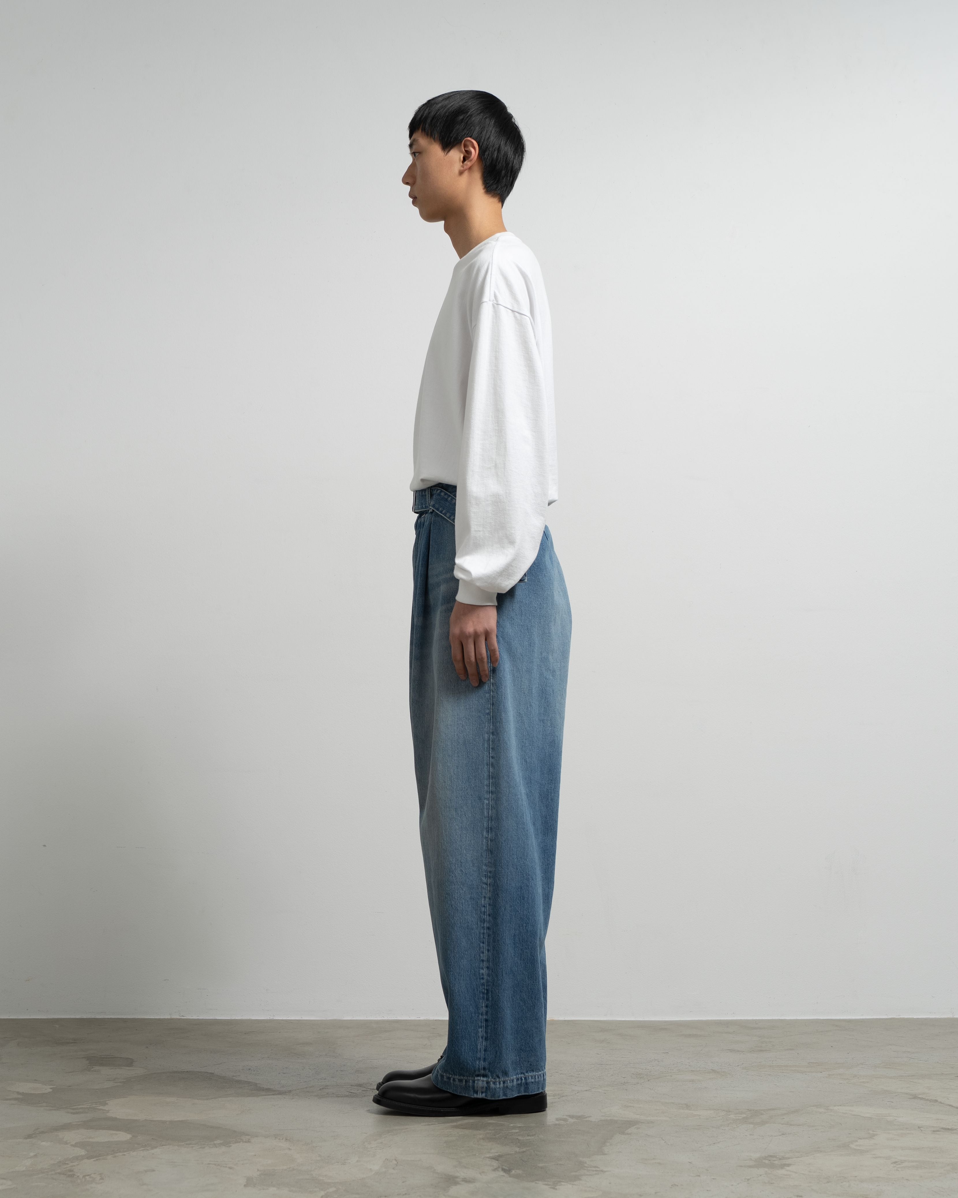 Selvage Denim Belted Pants -LIGHT FADE-