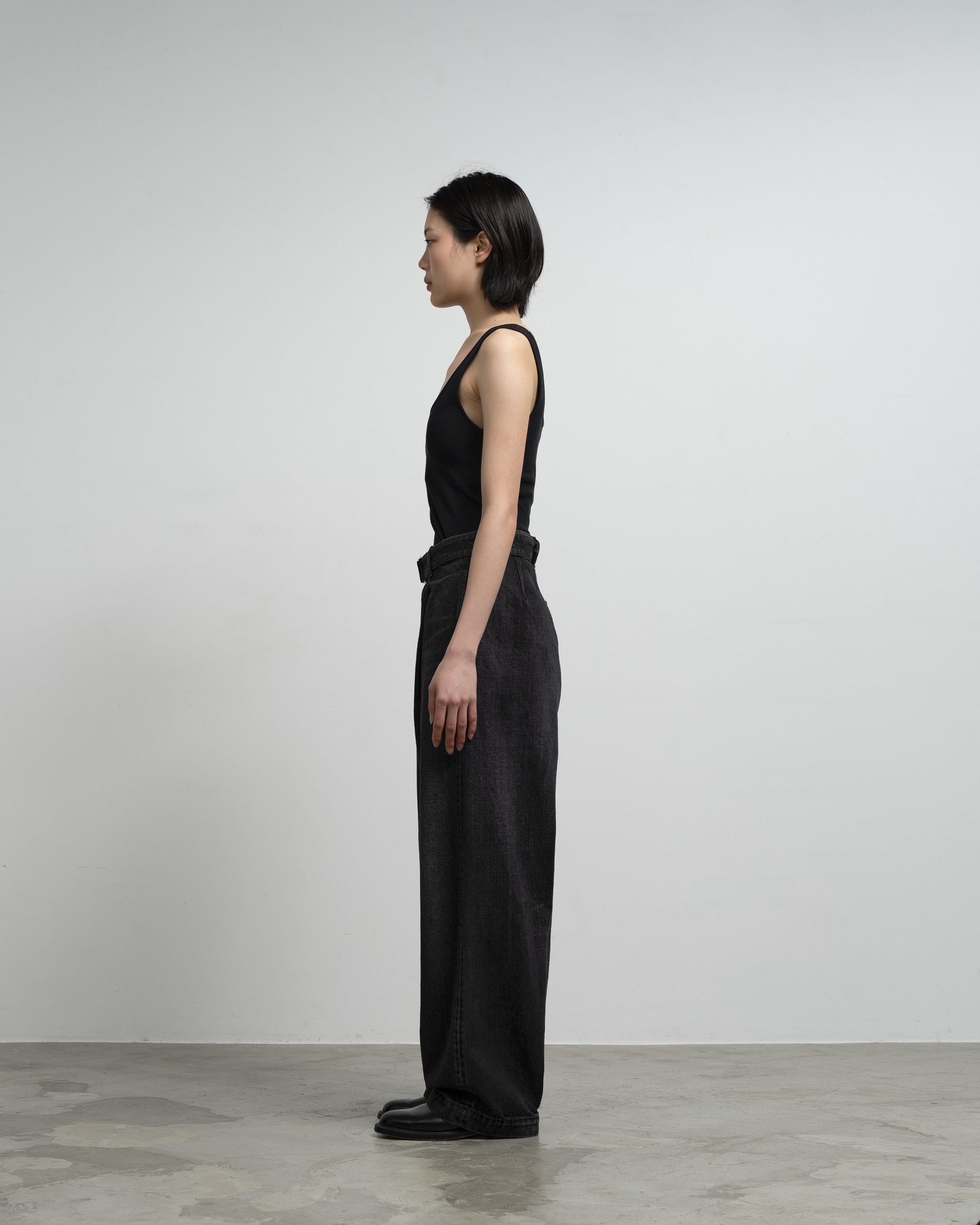 Selvage Denim Belted Pants -DARK FADE-