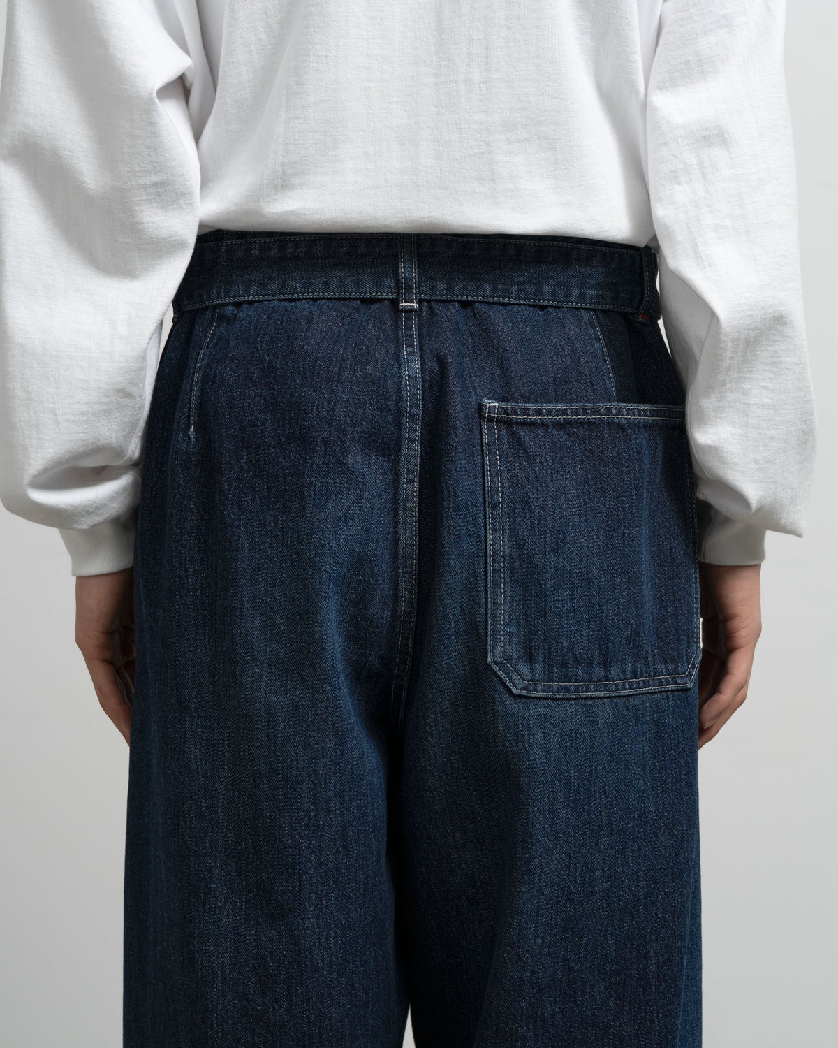 Selvage Denim Belted Pants -DARK FADE-
