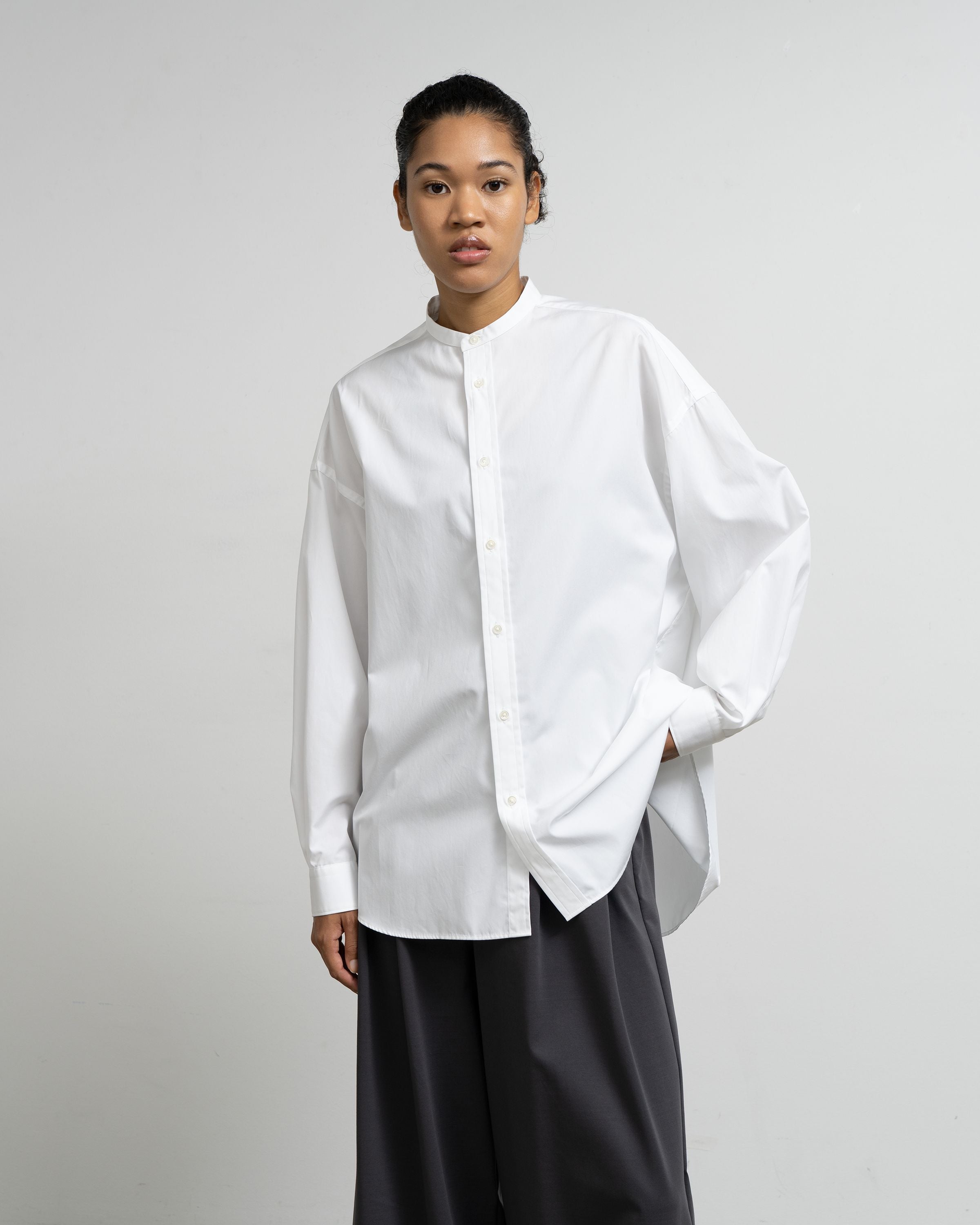 【7/11(土)発売】High Count Broad L/S Oversized Band Collar Shirt