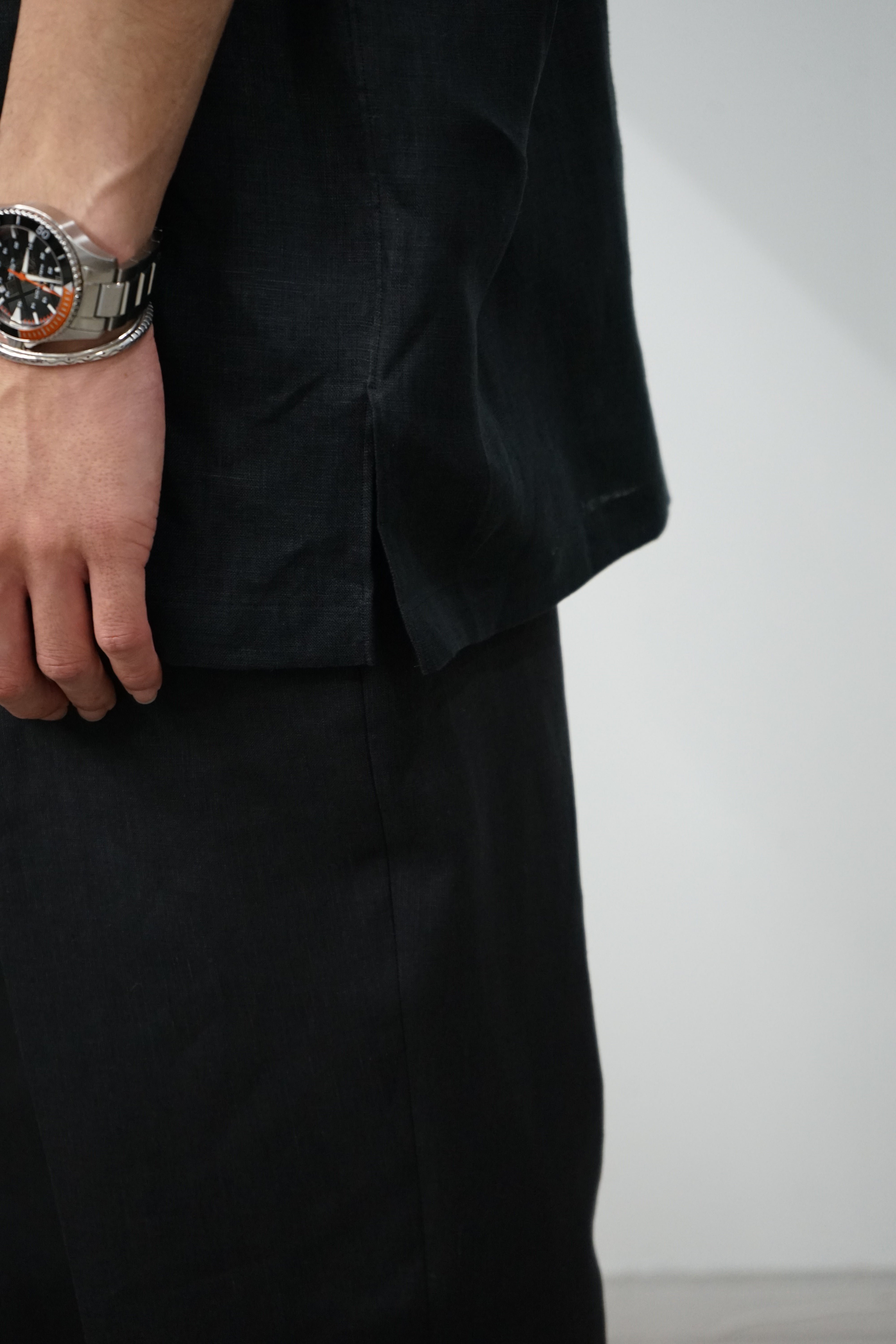 HEMP SHIRTING NEW OPEN COLLAR S/S SHIRT