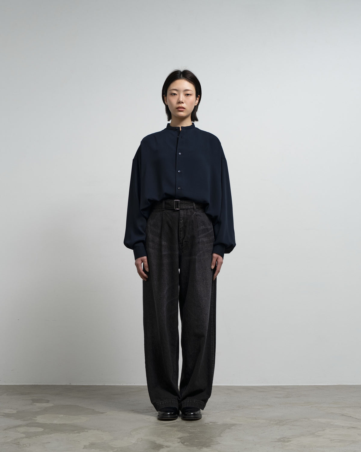 Selvage Denim Belted Pants -DARK FADE-