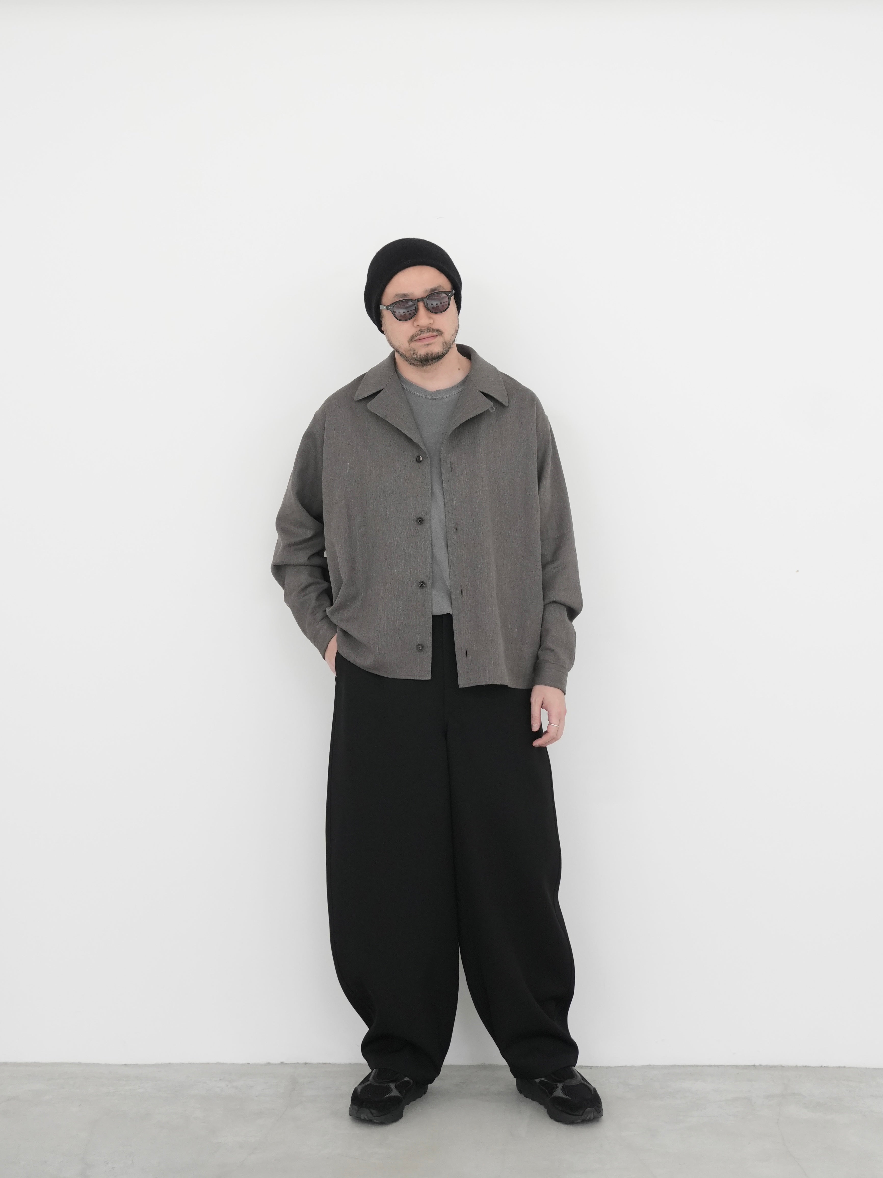 OPEN COLLAR EASY JACKET / WOOL RAMIE BACK SATIN