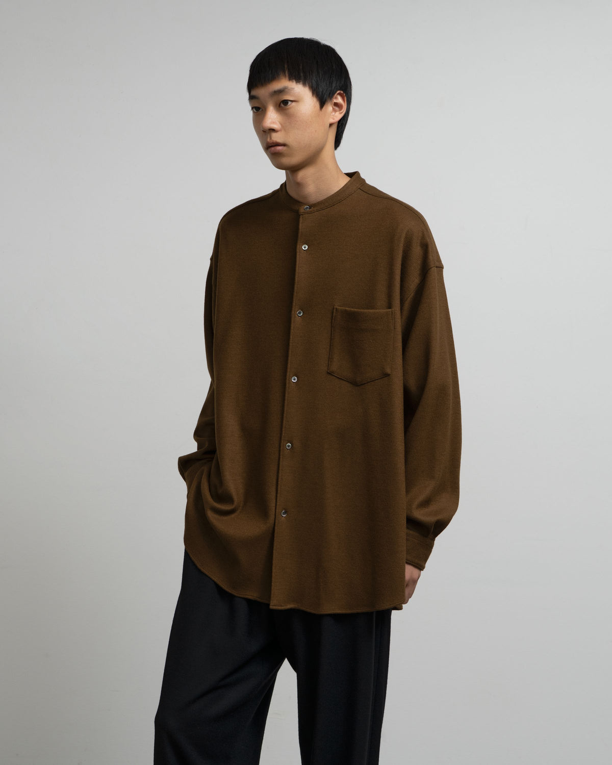 【10/3(土)発売】Wool Smooth Flannel Oversized Band Collar Shirt