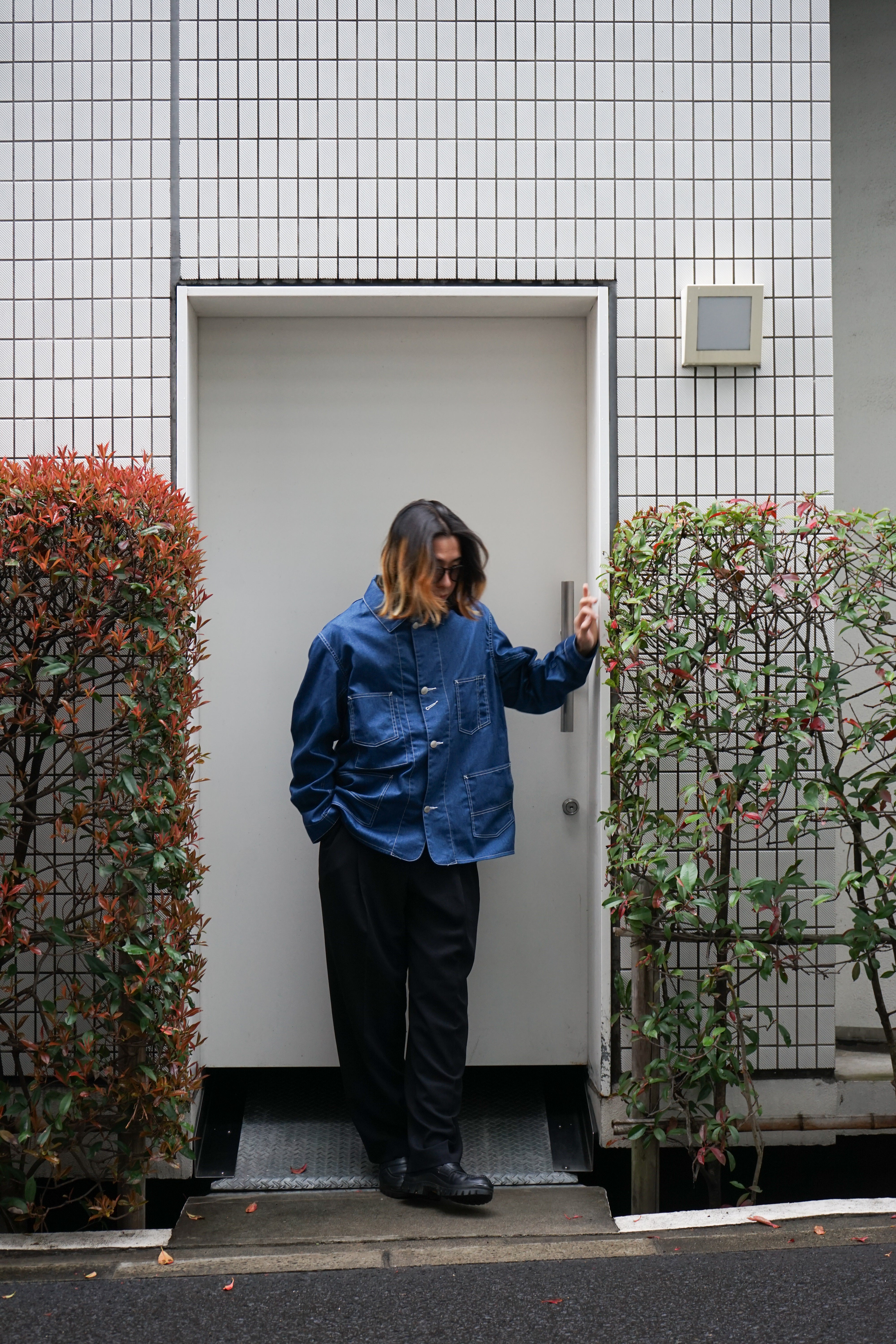 PRINT DENIM COVERALL JACKET