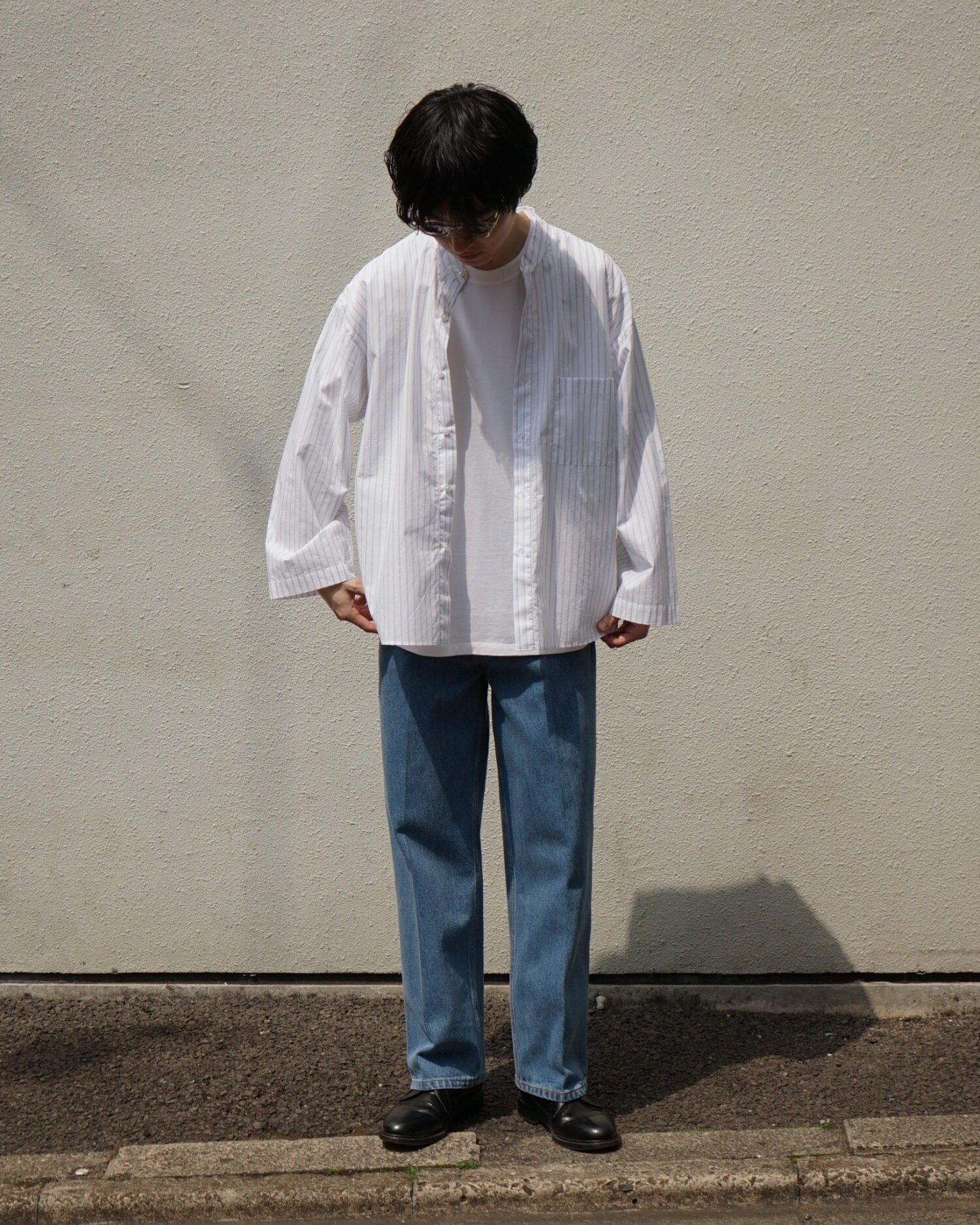Japanese Cotton Pyjama Shirt（White/Blue.ST）