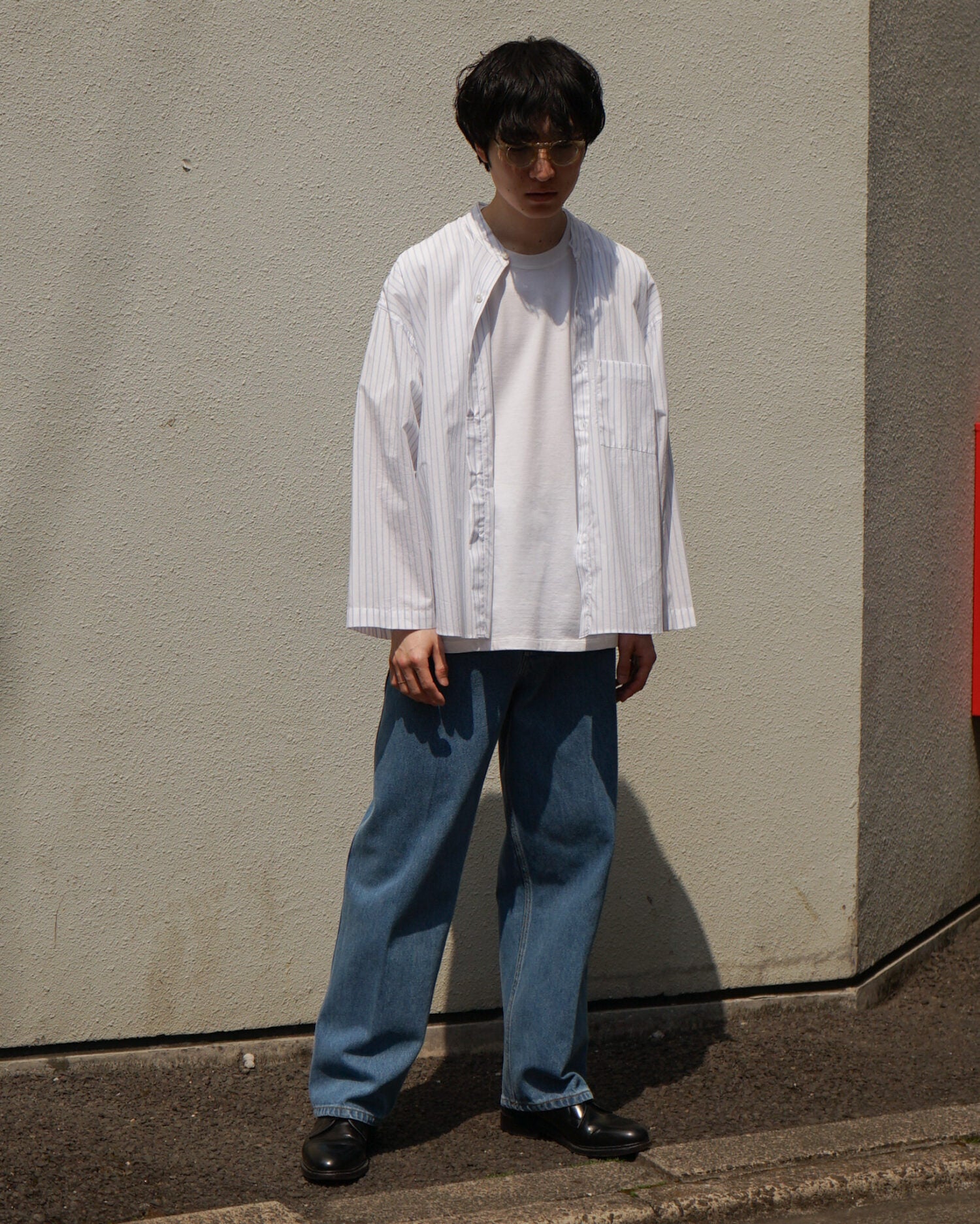 Japanese Cotton Pyjama Shirt（White/Blue.ST）