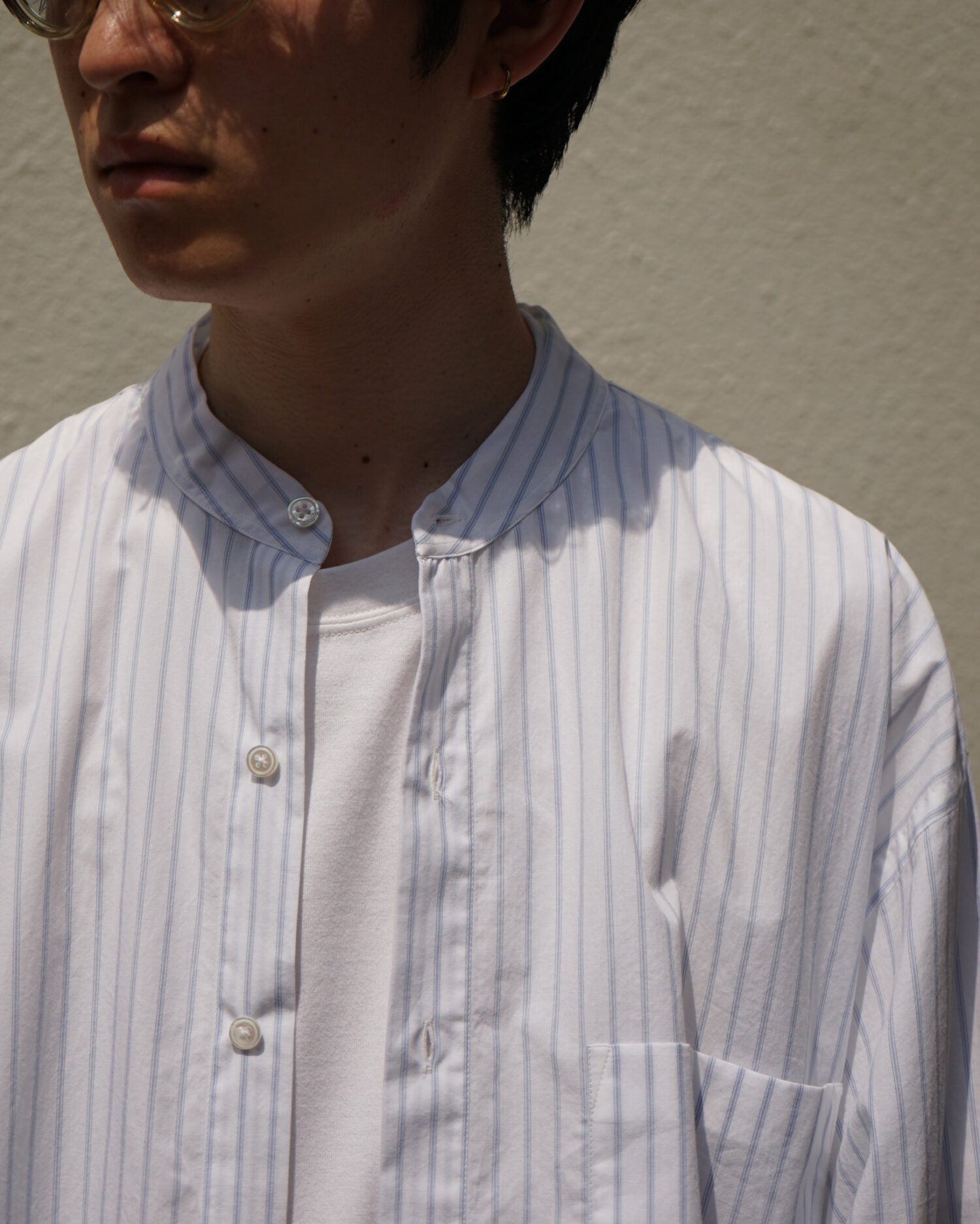 Japanese Cotton Pyjama Shirt（White/Blue.ST）