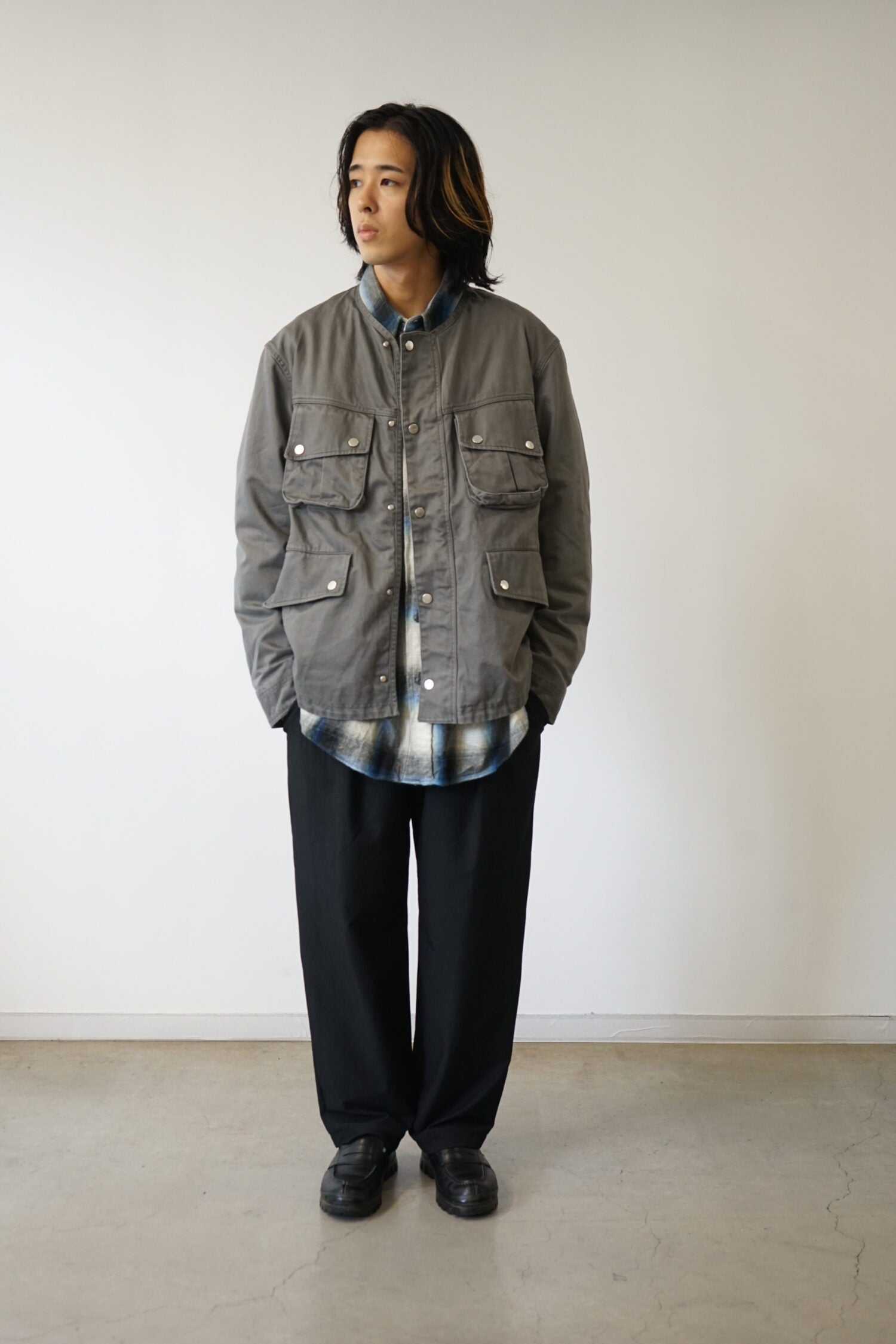 RIDER JACKET COTTON DRILL PIGMENT DYE WITH WINDSTOPPER