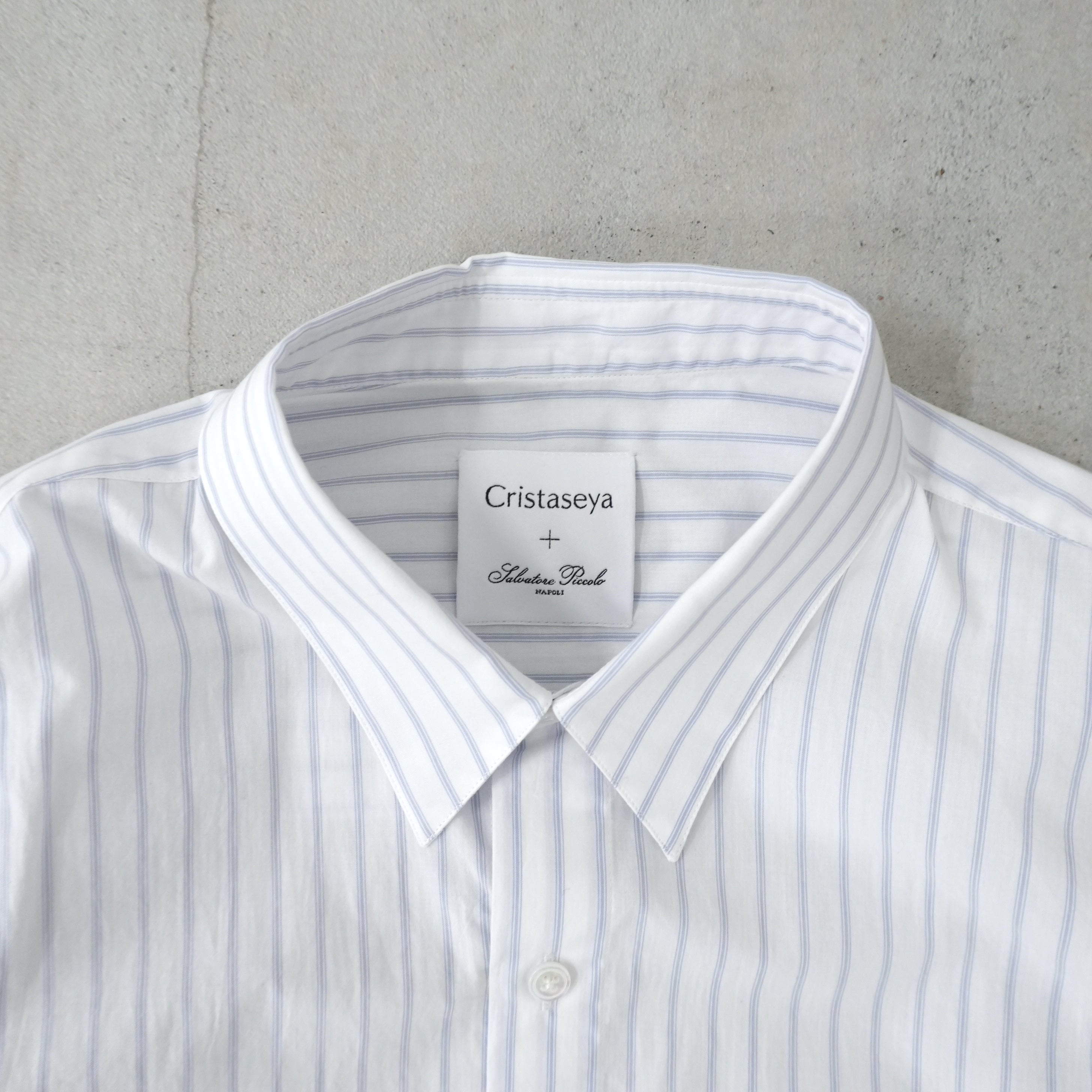 Handmade Men’s Classic Collar Shirt（WHITE/BLUE.ST)