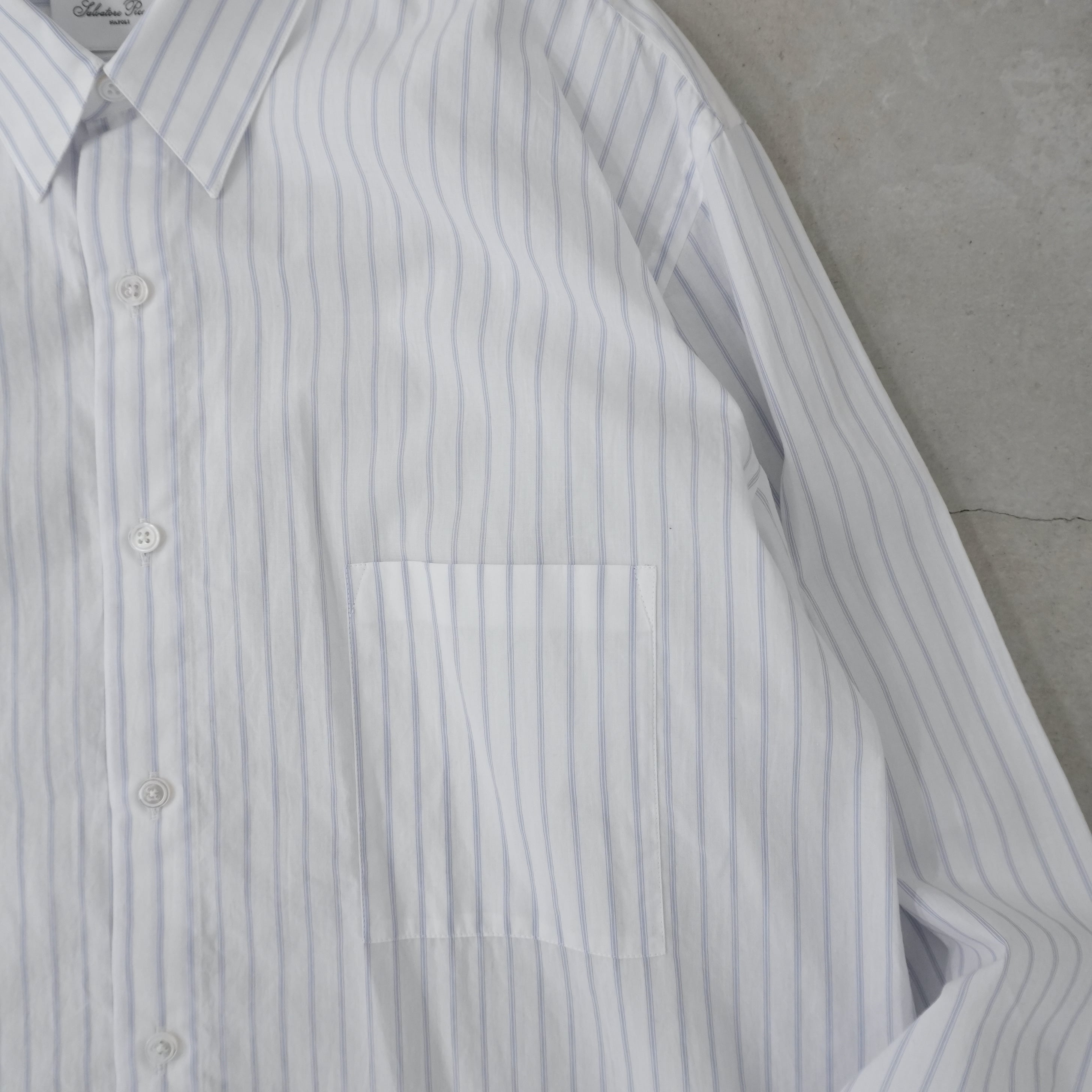 Handmade Men’s Classic Collar Shirt（WHITE/BLUE.ST)
