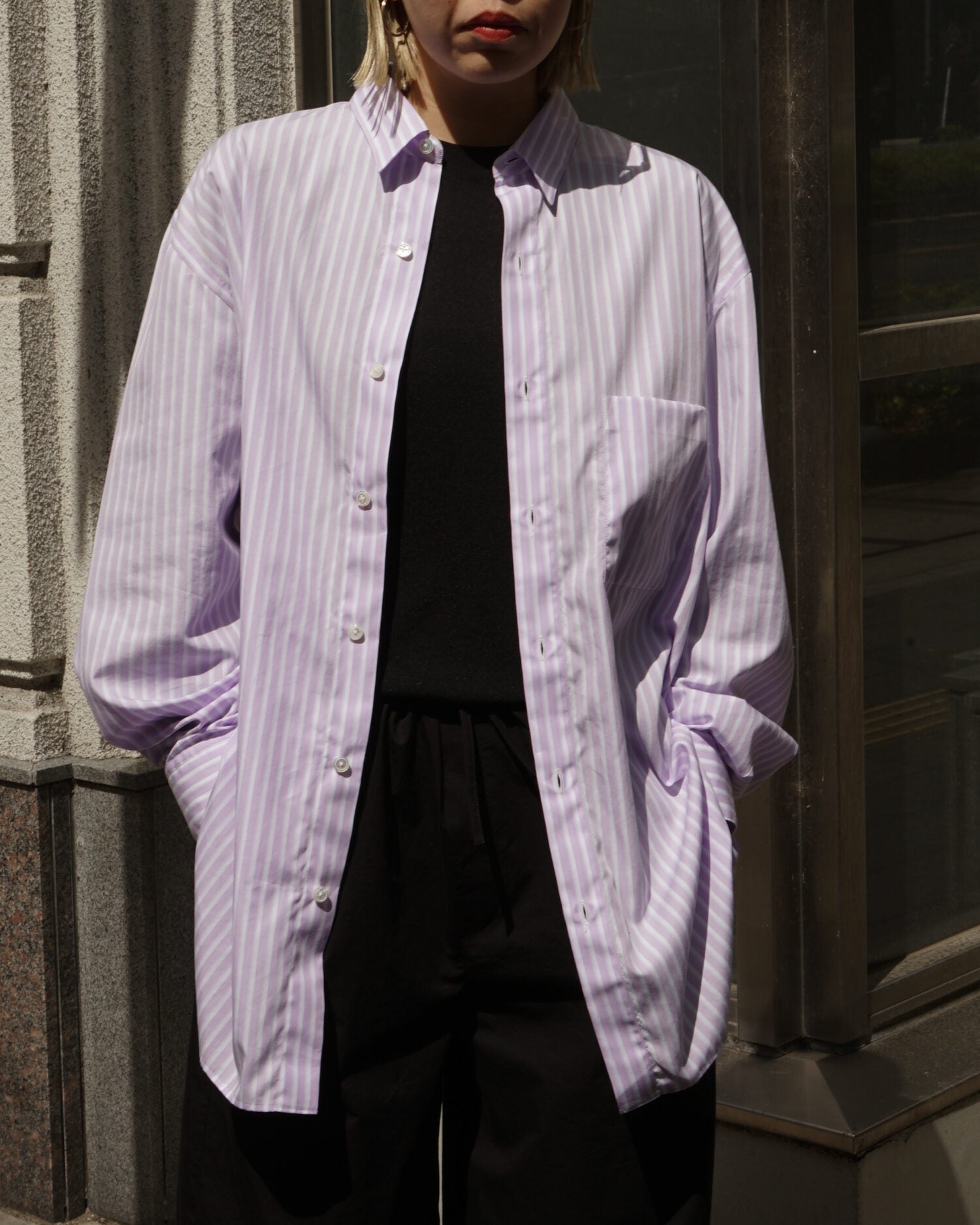 Handmade Men’s Classic Collar Shirt（Mauve/White.ST)