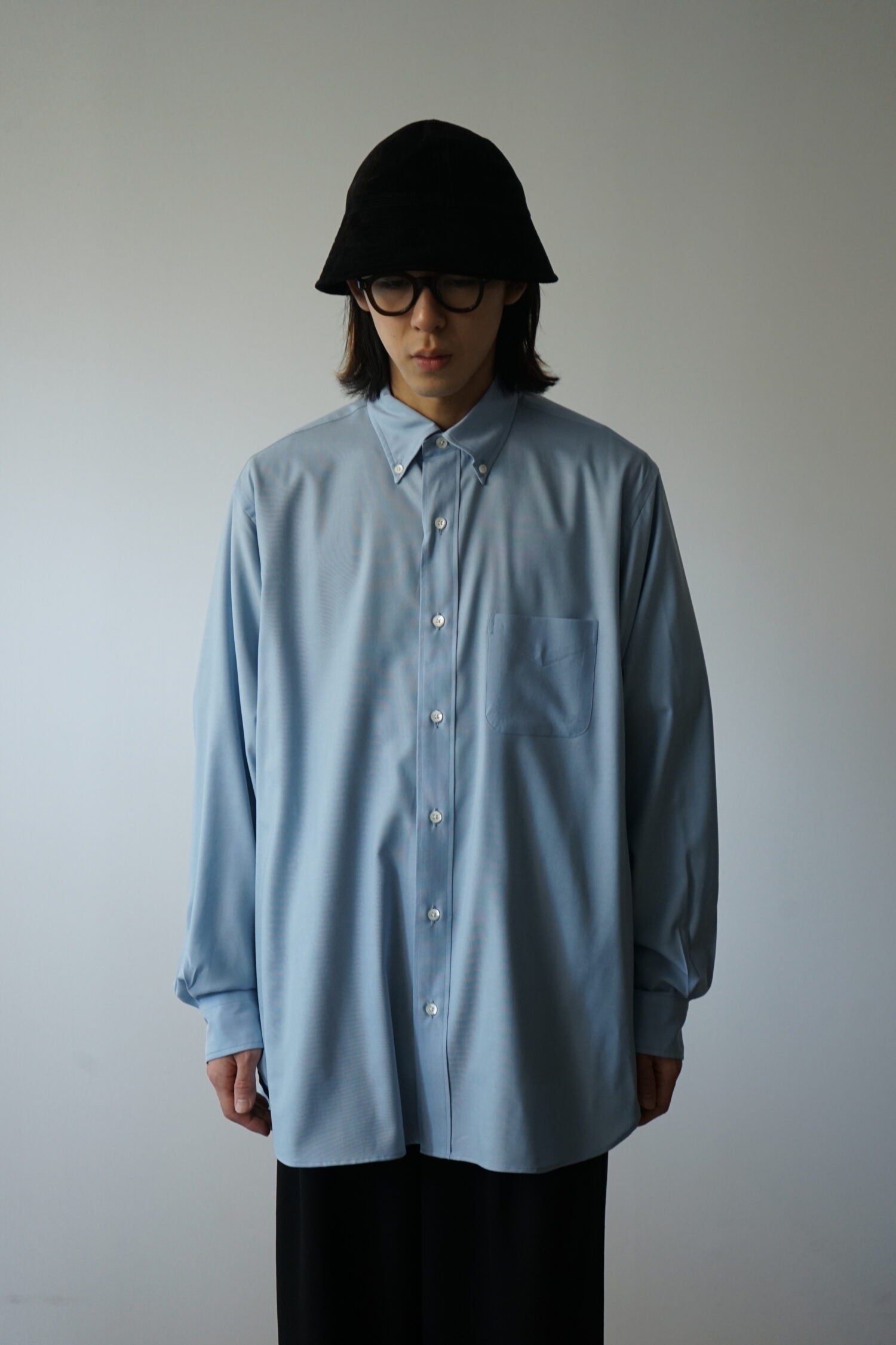 SUPER 160s WASHABLE WOOL OXFORD REGULAR FIT POLO COLLAR SHIRT