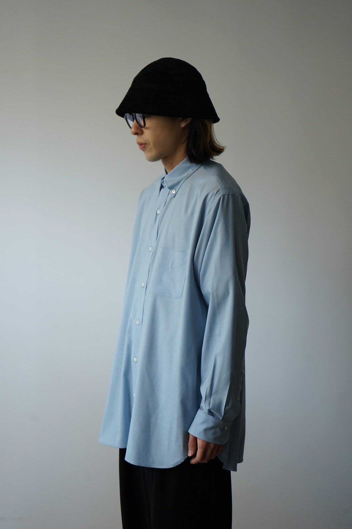 SUPER 160s WASHABLE WOOL OXFORD REGULAR FIT POLO COLLAR SHIRT