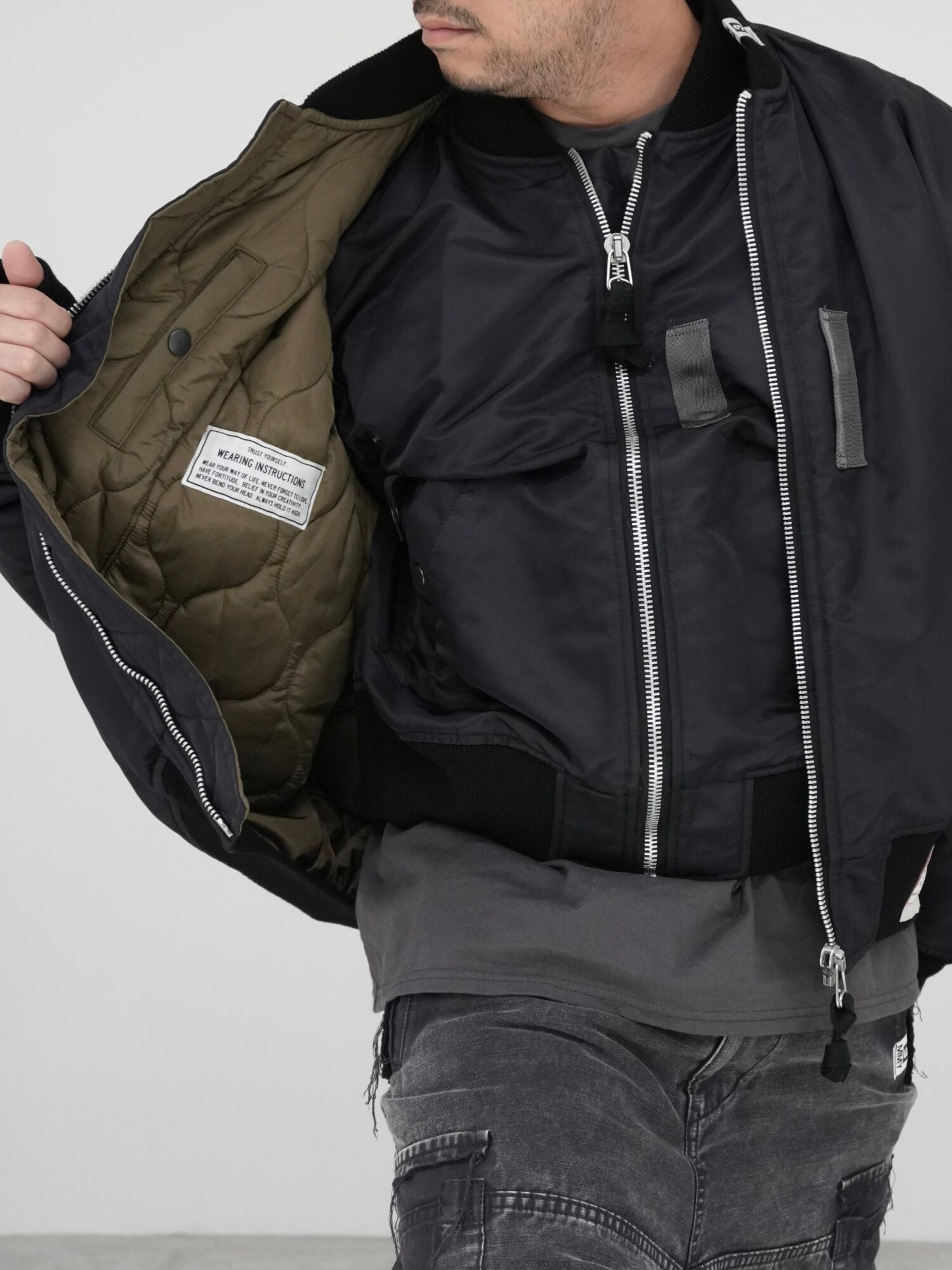 Front Layered Flight Jacket