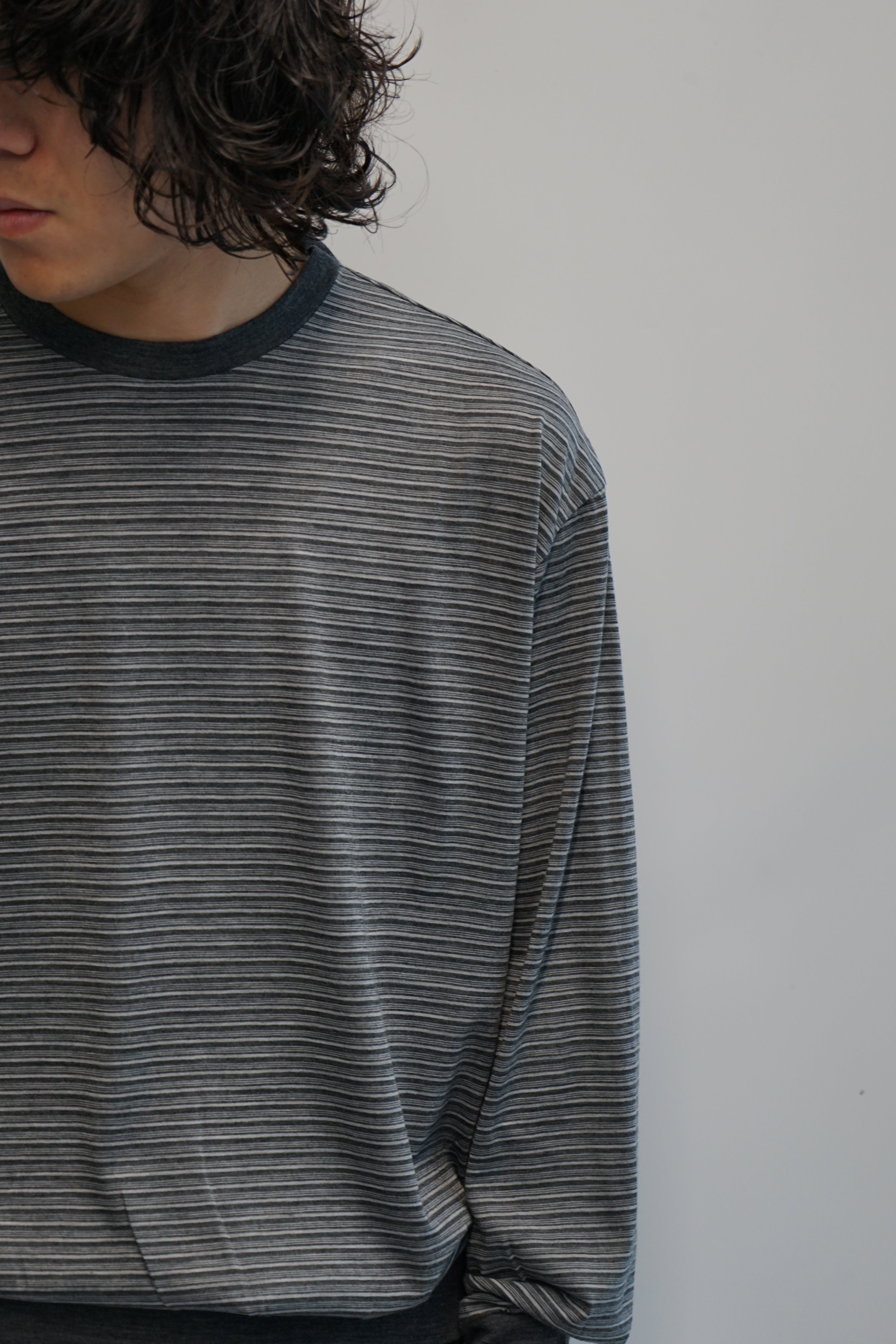 SUPER 120s WASHABLE WOOL JERSEY CREW NECK L/S TEE