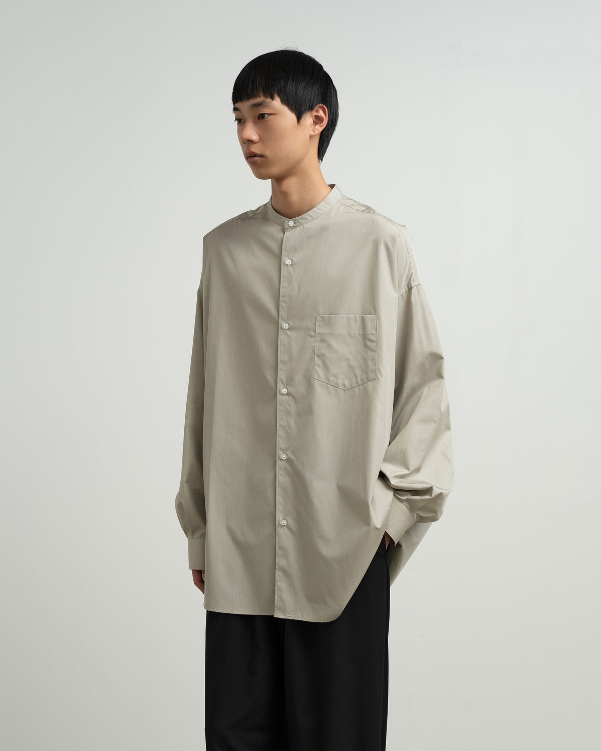 ALUMO for GP L/S Oversized Band Collar Shirt