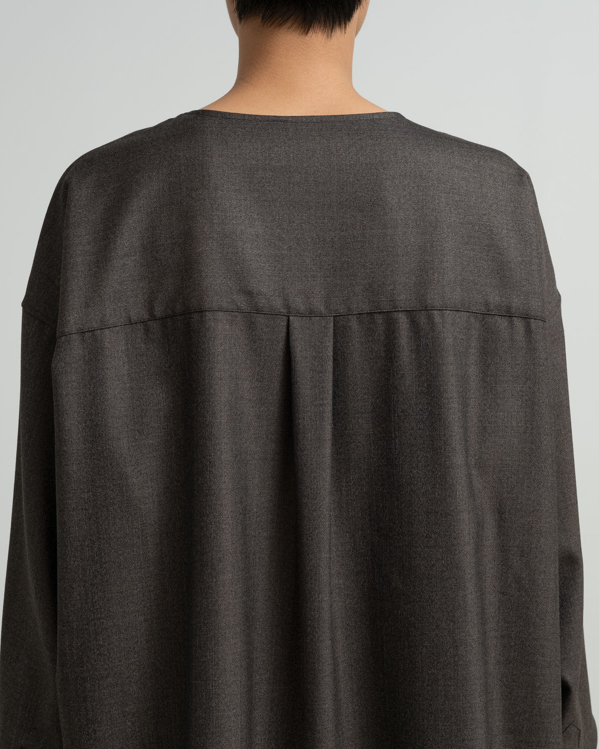 Melange Matt Worsted Collarless Shirt